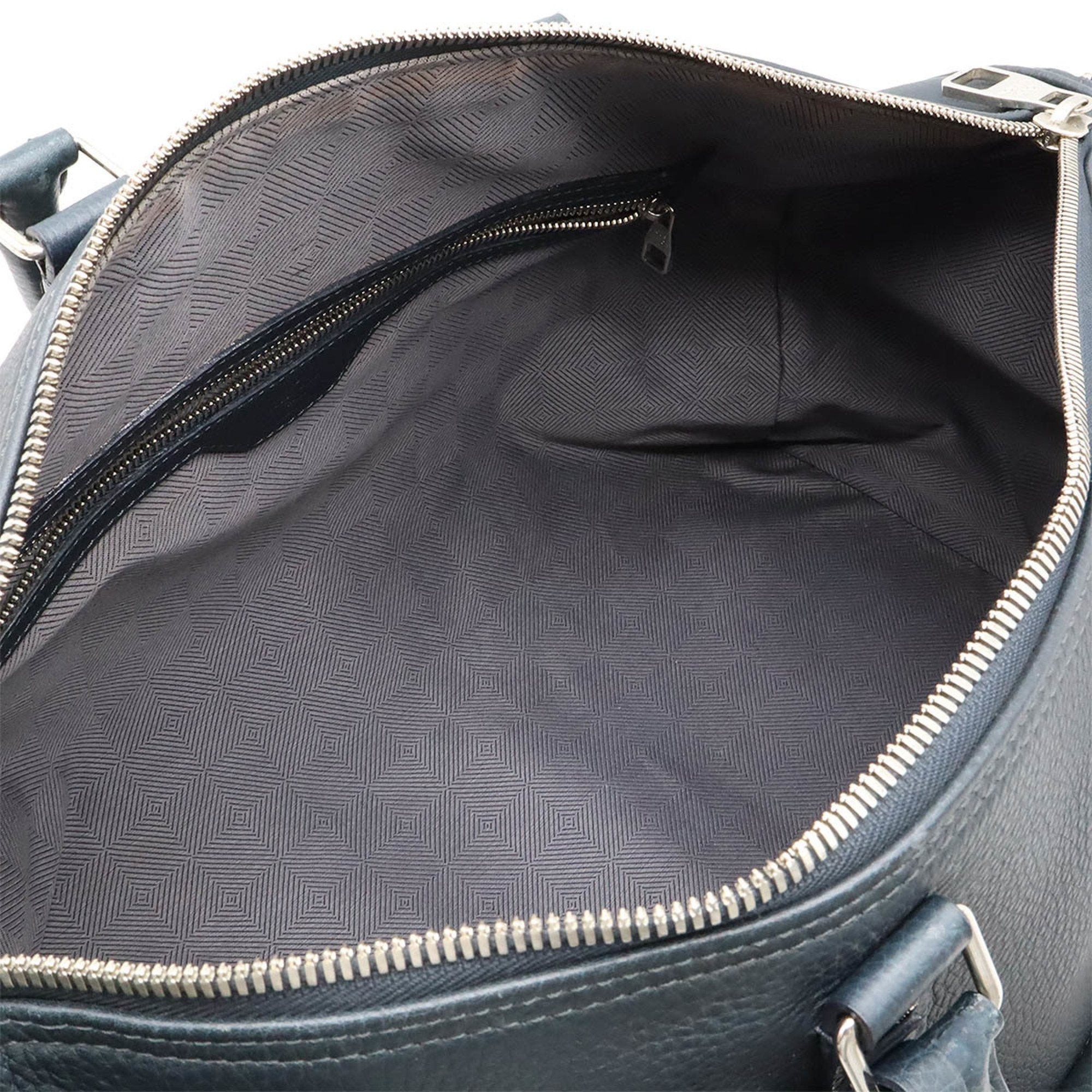 Louis Vuitton Navy Blue Leather Boston Bag Shoulder Bag (Pre-Owned)