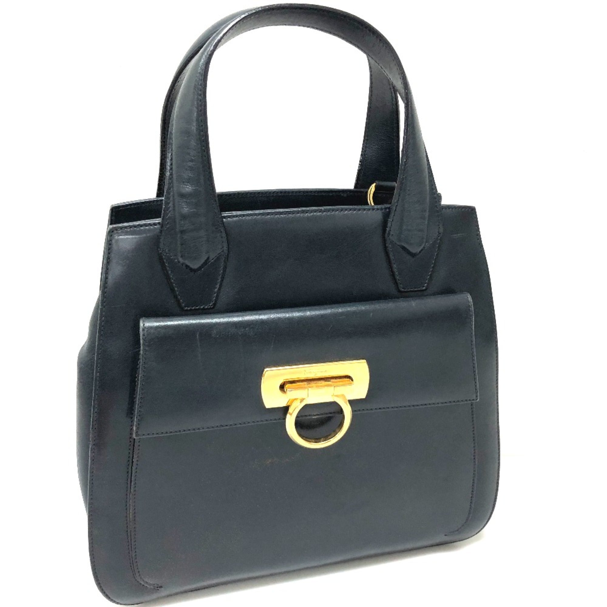 Salvatore Ferragamo Navy Leather Handbag (Pre-Owned)