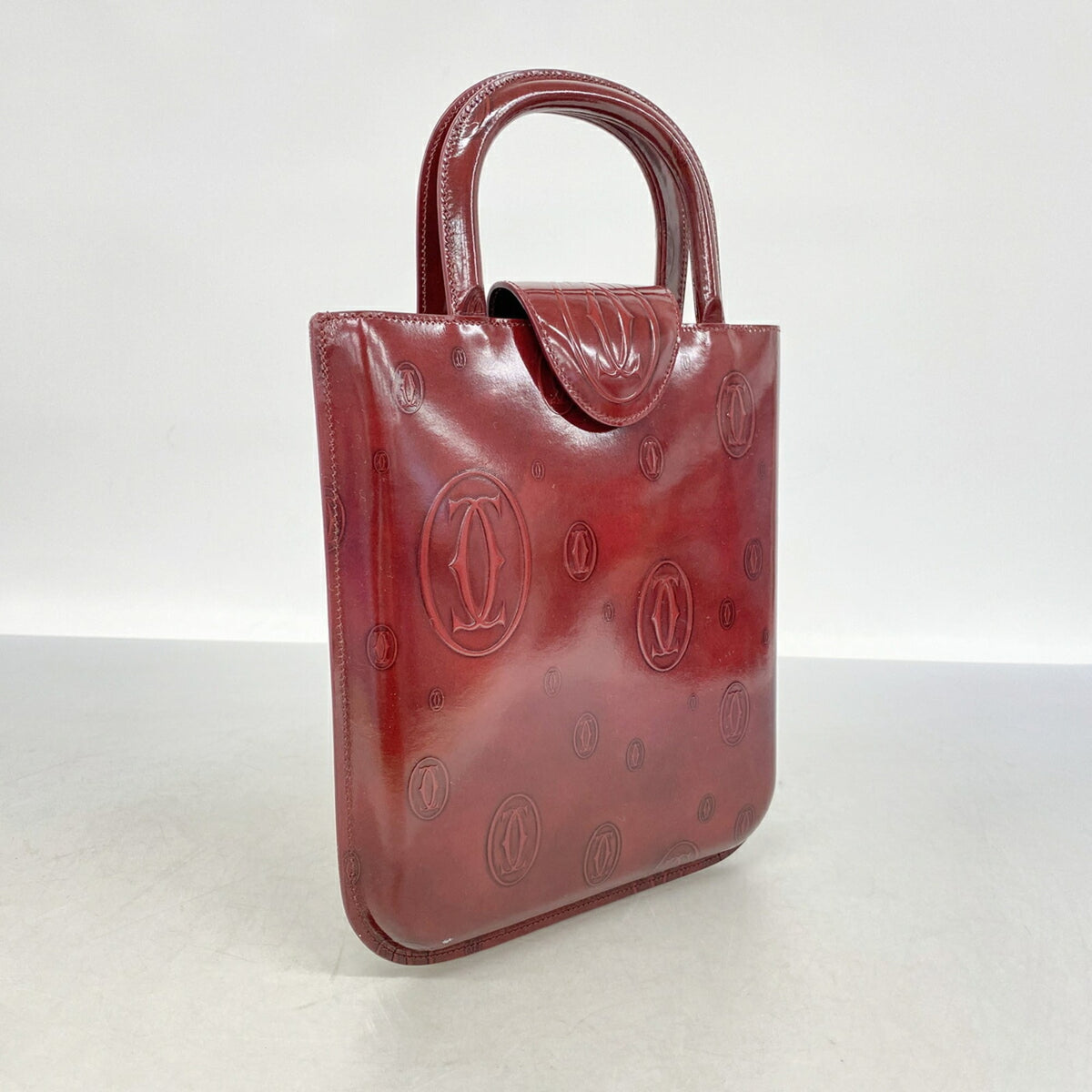Cartier Bordeaux Patent Leather Handbag (Pre-Owned)