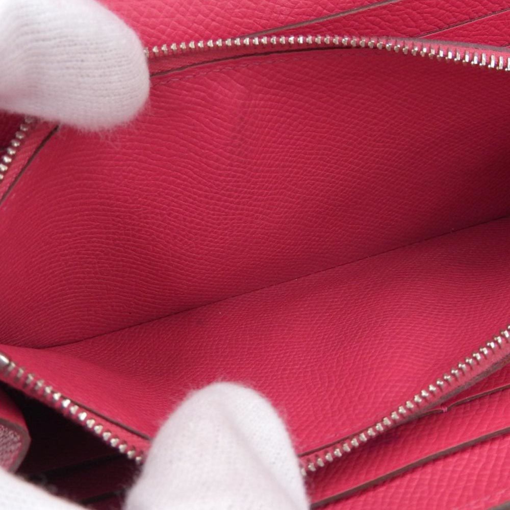 Hermes Pink Rose Red Epsom Leather Coin Purse/Coin Case (Pre-Owned)