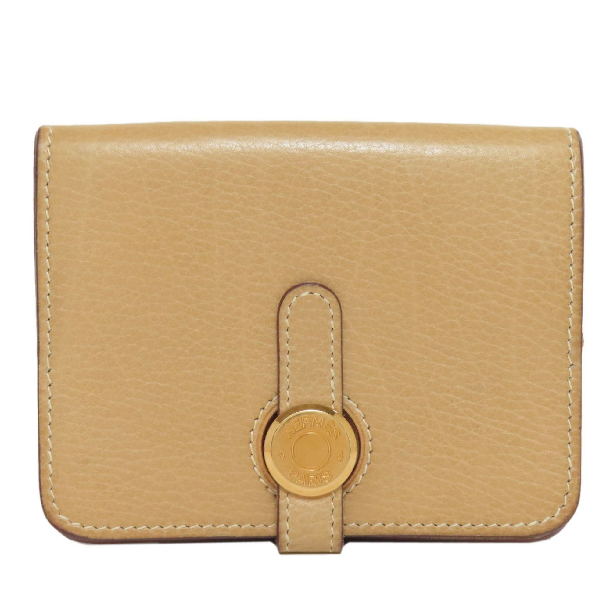 Hermes Beige Leather Coin Purse/Coin Case (Pre-Owned)