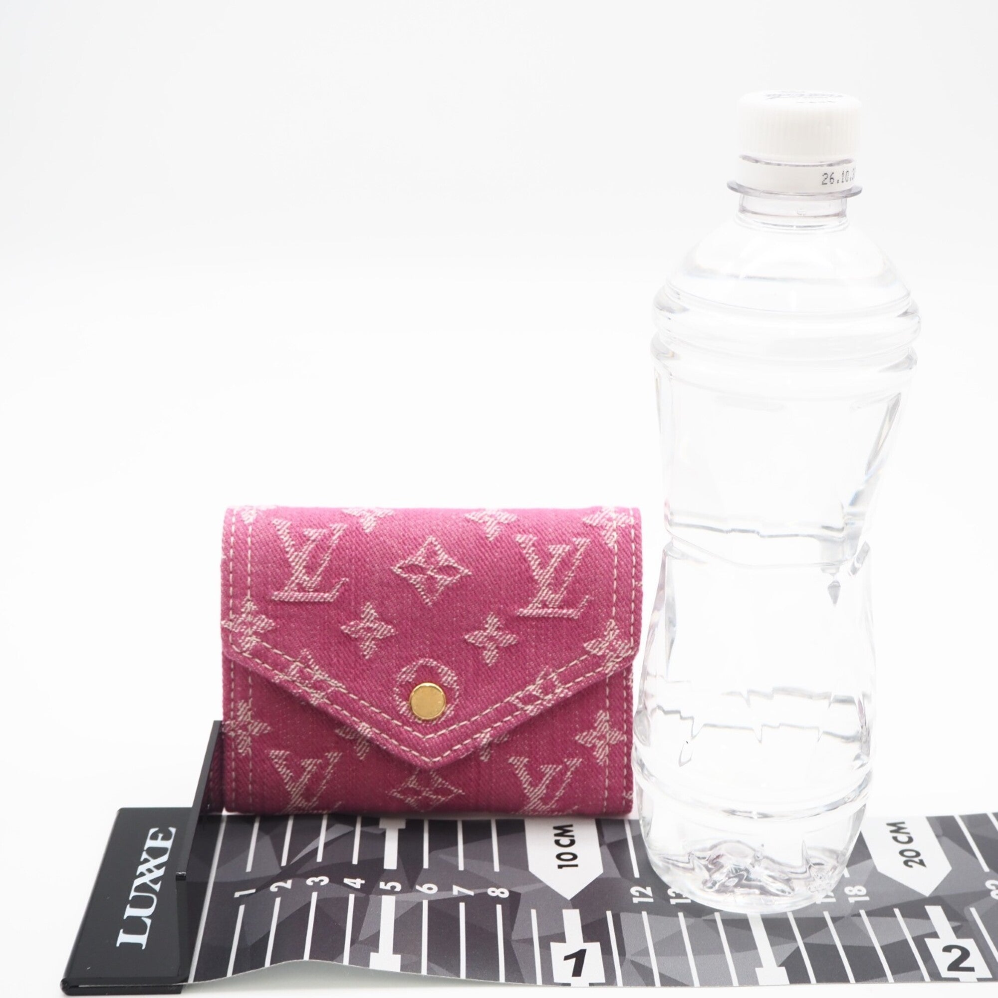 Louis Vuitton Monogram Denim Fuchsia Pink Canvas Leather Wallet (Tri-Fold) (Pre-Owned)