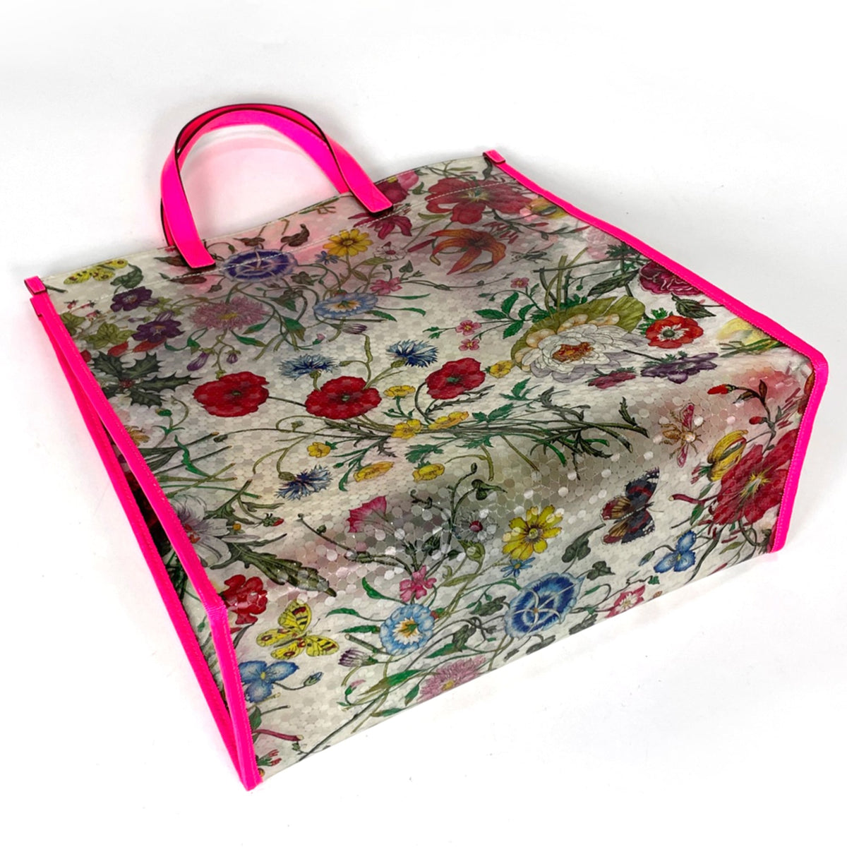 Gucci Clear Pink Leather Vinyl Tote Bag (Pre-Owned)