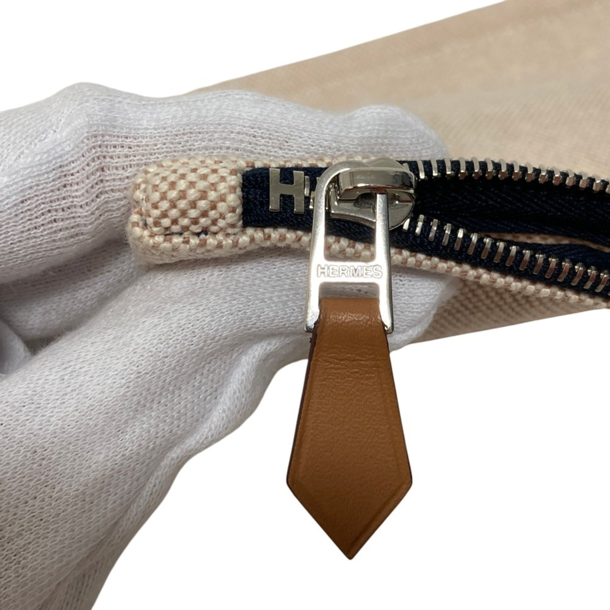 Hermes Beige Canvas Pouch (Pre-Owned)