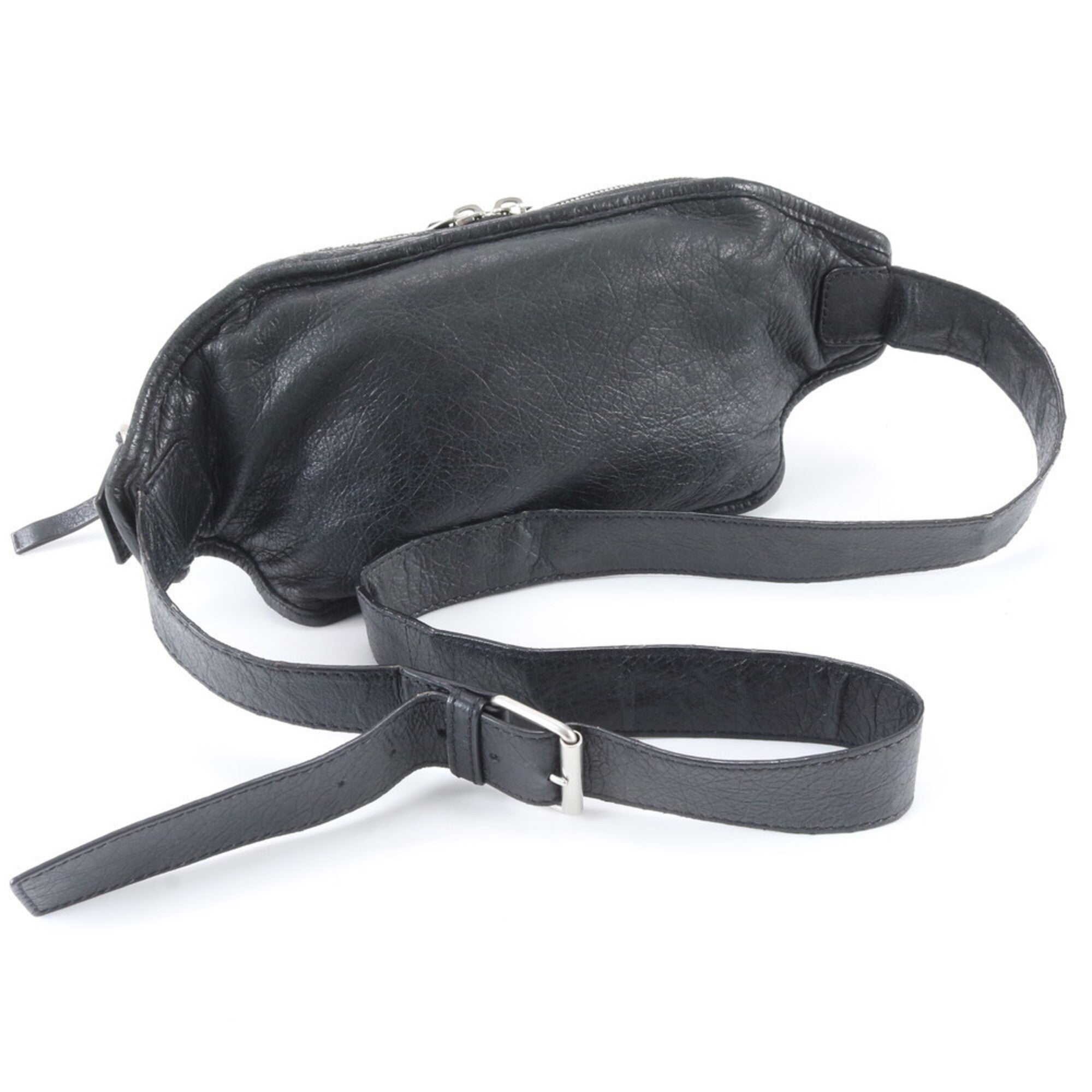 Balenciaga Black Leather Pouch Sling Bag (Pre-Owned)