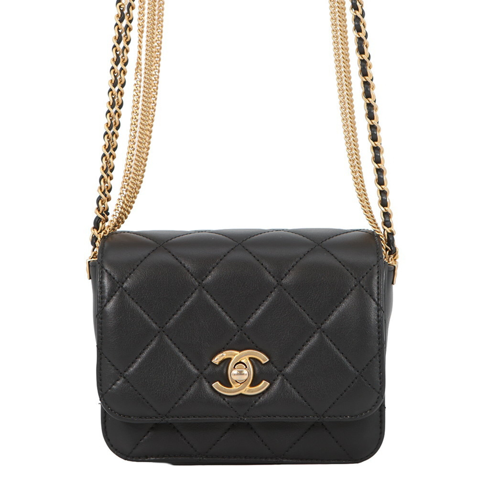 Chanel Black Leather Handbag Shoulder Bag (Pre-Owned)