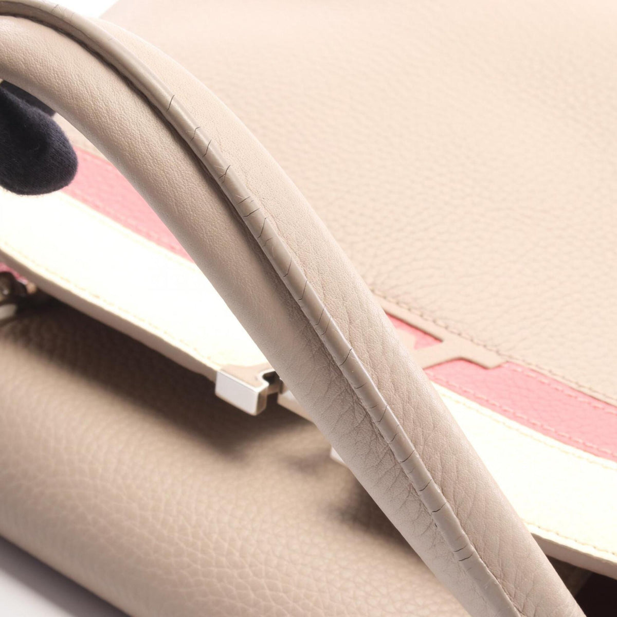 Louis Vuitton Beige Ivory Pink Leather Handbag (Pre-Owned)