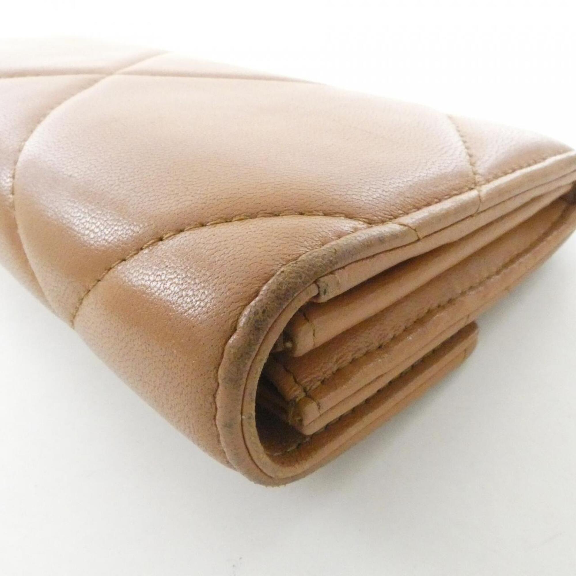 Chanel Brown Leather Long Wallet (Bi-Fold) (Pre-Owned)