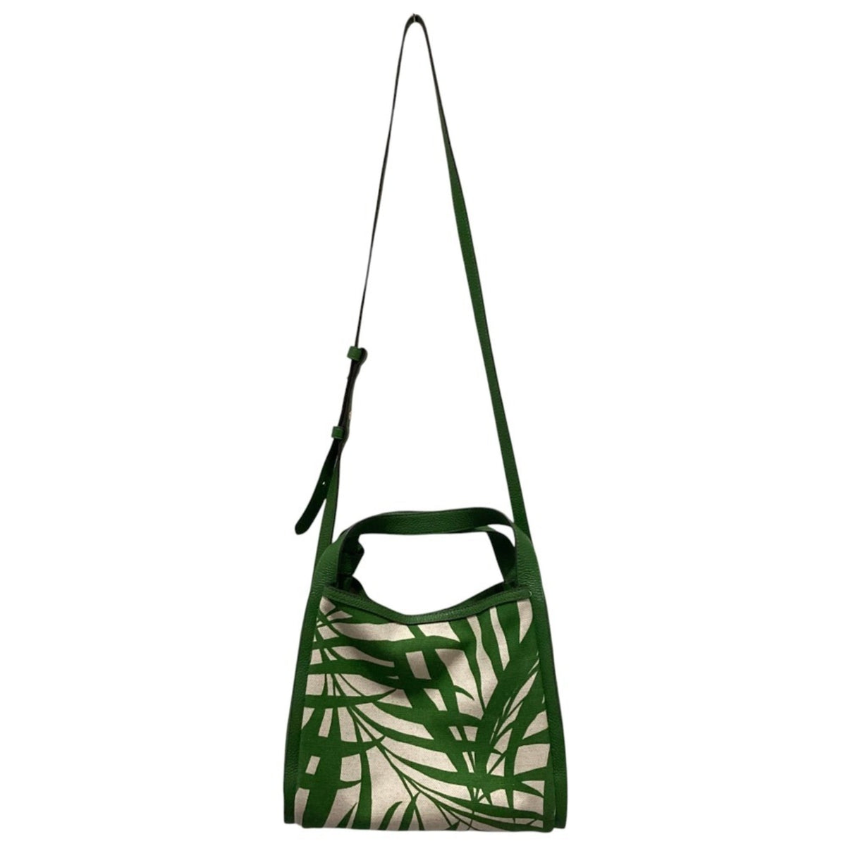 Kate Spade Green Ivory Canvas Leather Handbag Tote Bag (Pre-Owned)