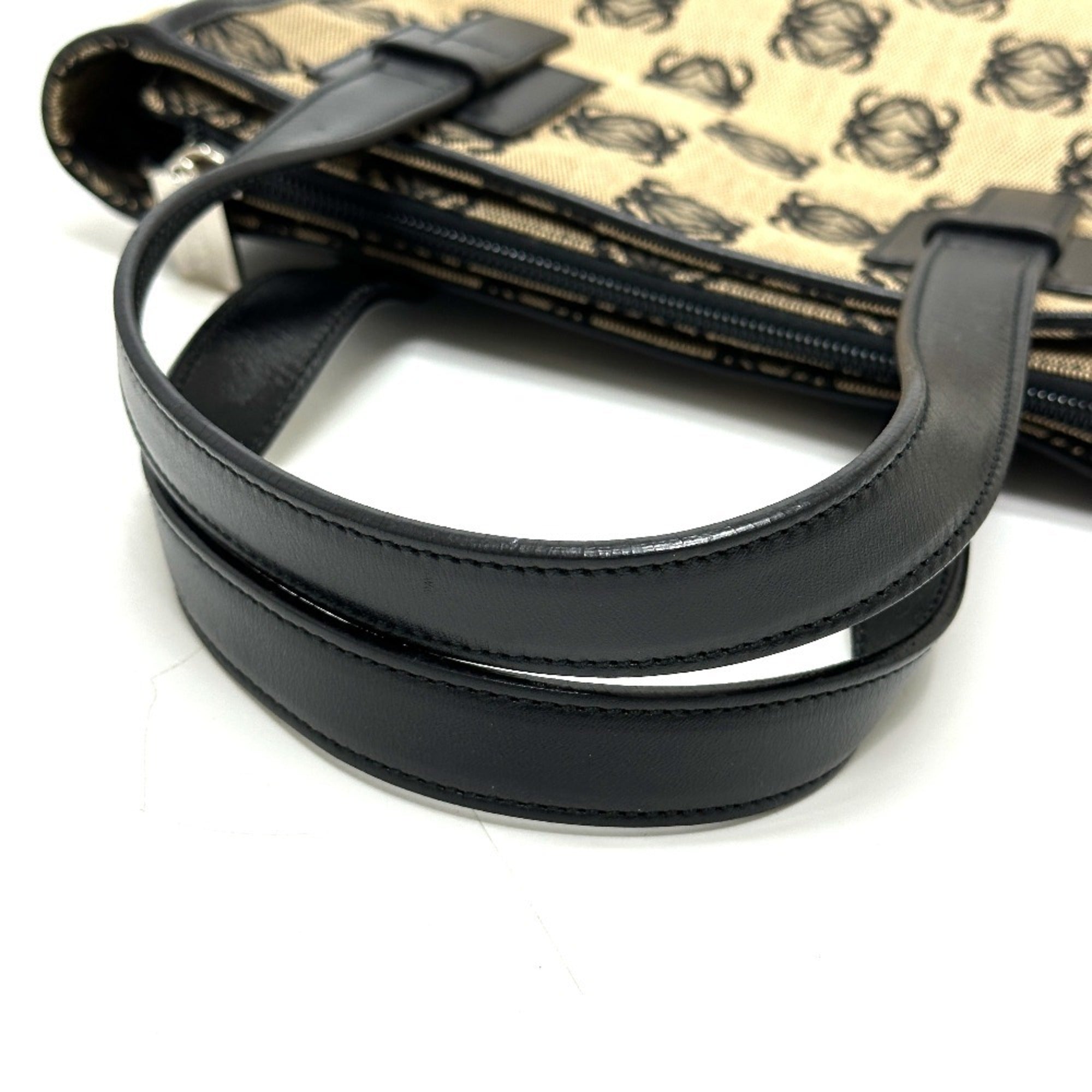 Loewe Beige Black Canvas Handbag Tote Bag (Pre-Owned)