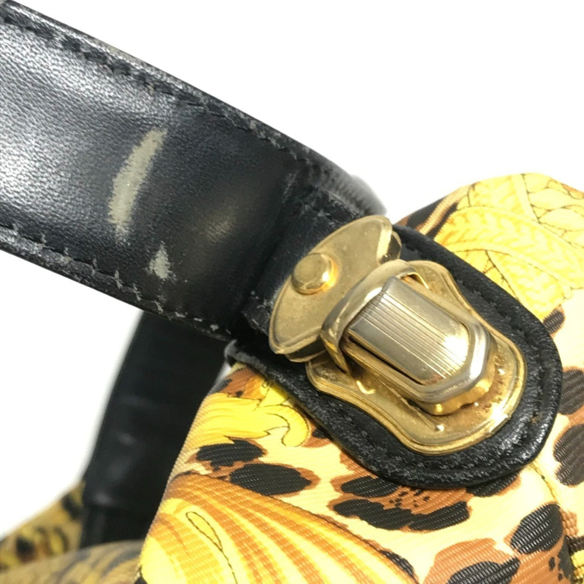 Versace Black Yellow Pvc Leather Handbag Pouch Vanity Bag (Pre-Owned)
