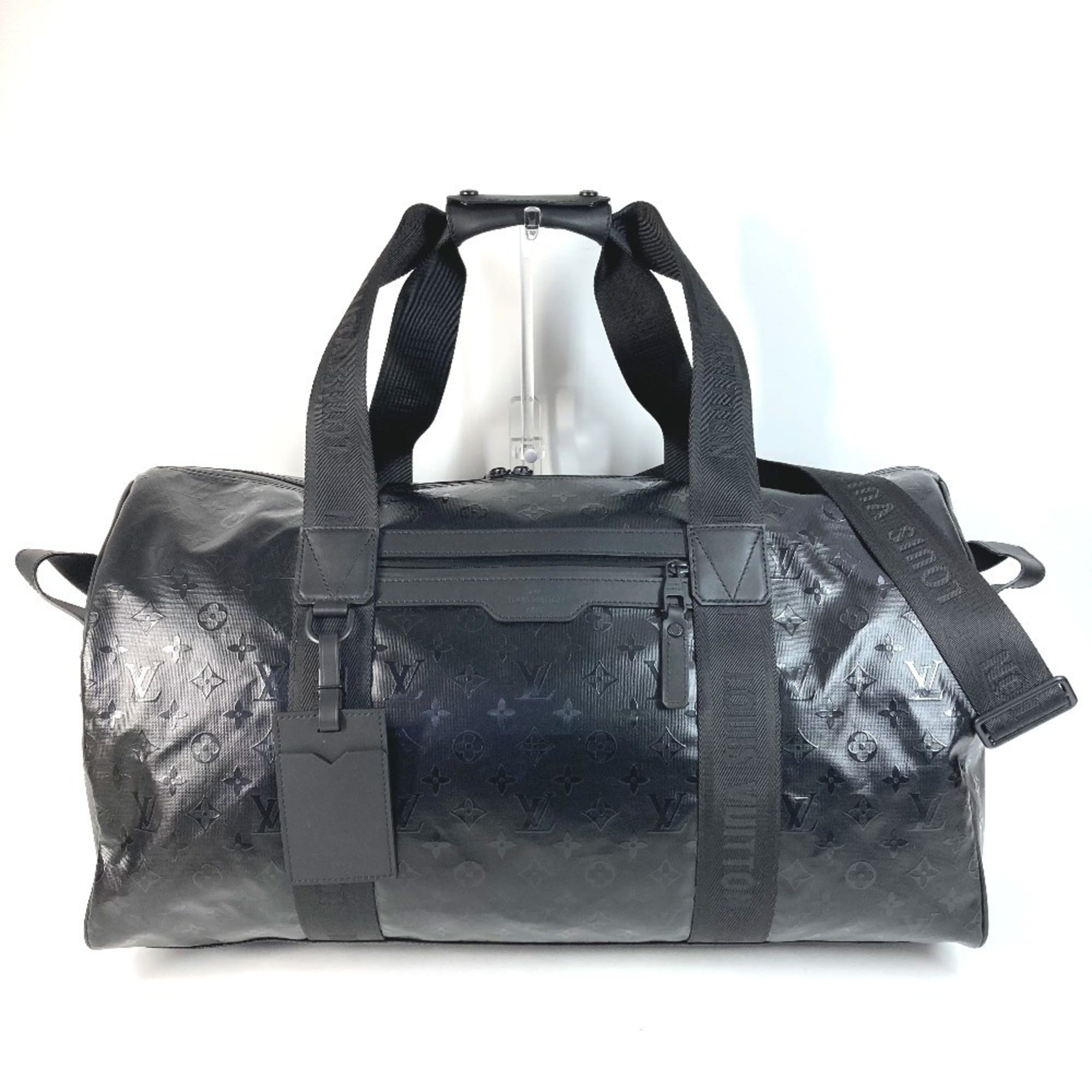 Louis Vuitton Black Leather Canvas Boston Bag Shoulder Bag (Pre-Owned)