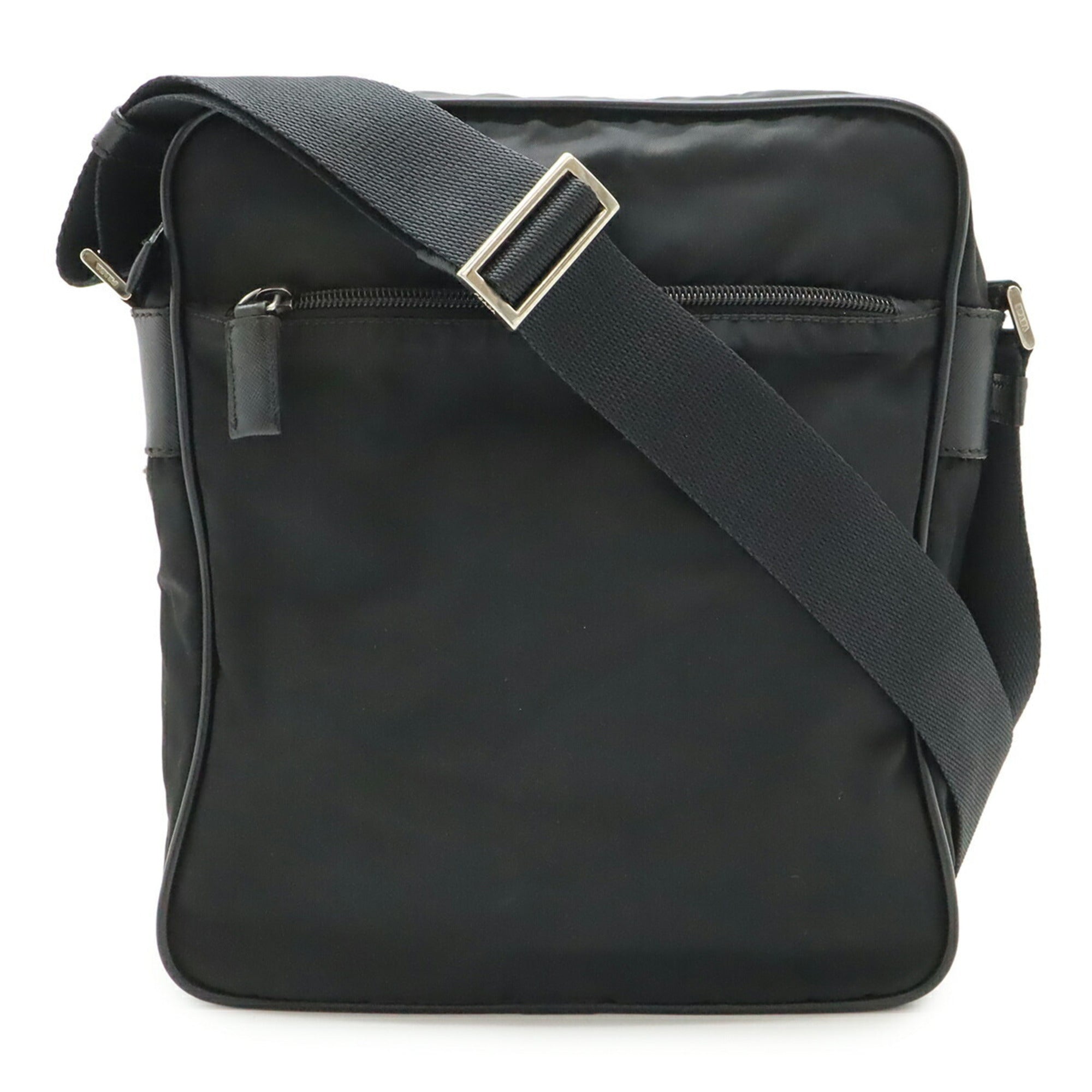 Prada Black Nero Nylon Leather Messenger Bag Shoulder Bag (Pre-Owned)