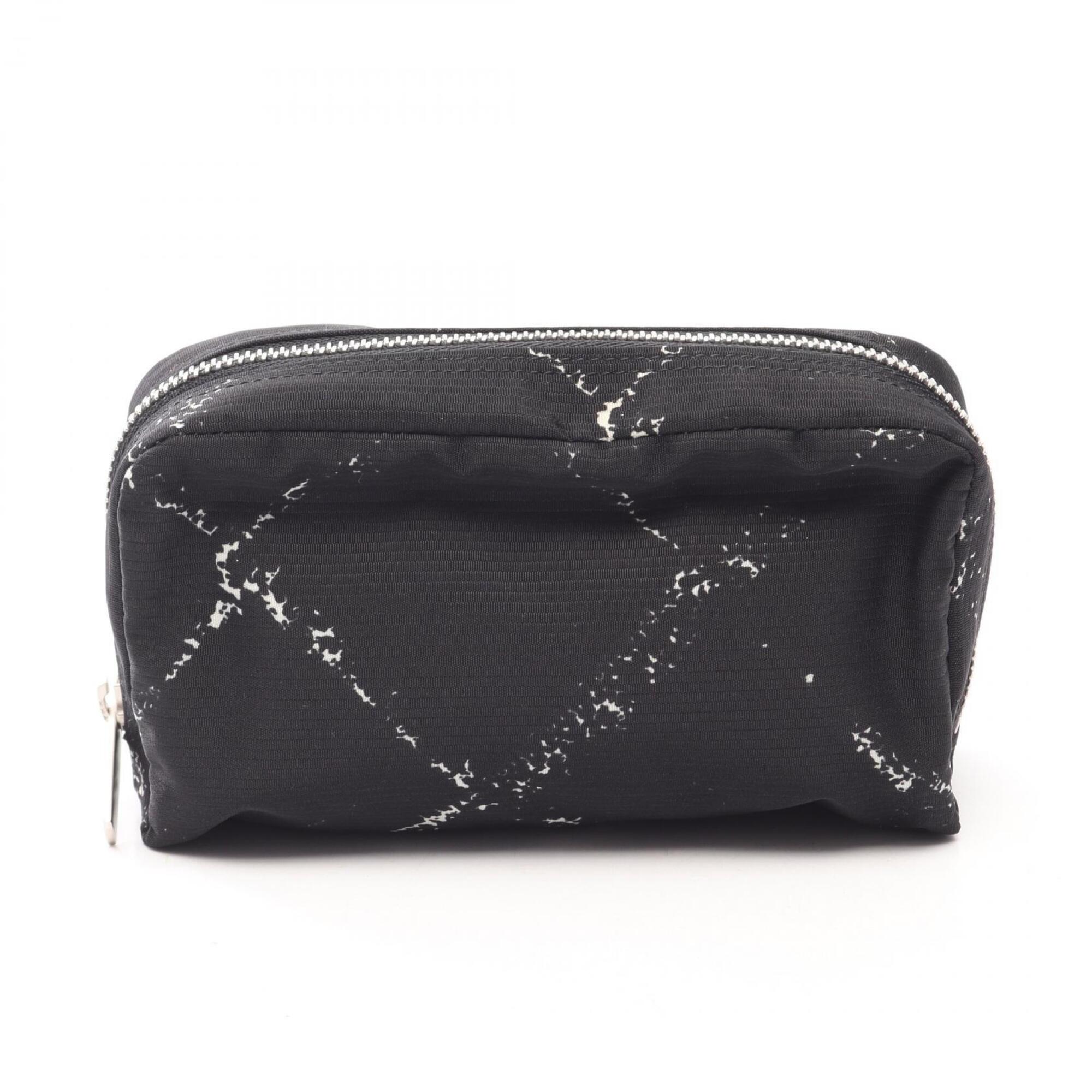 Chanel Black White Nylon Handbag Pouch (Pre-Owned)