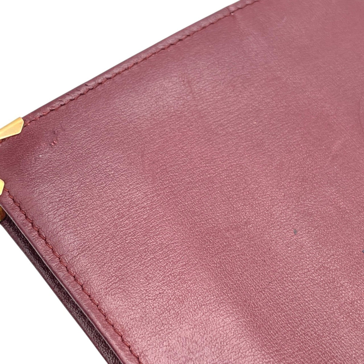 Cartier Bordeaux Gold Leather Clutch Bag Pouch (Pre-Owned)