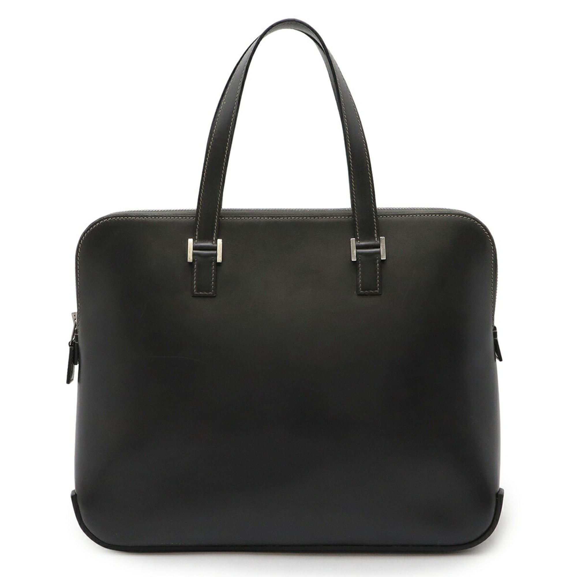 Hermes Dark Gray Box Calf Leather Handbag Tote Bag (Pre-Owned)