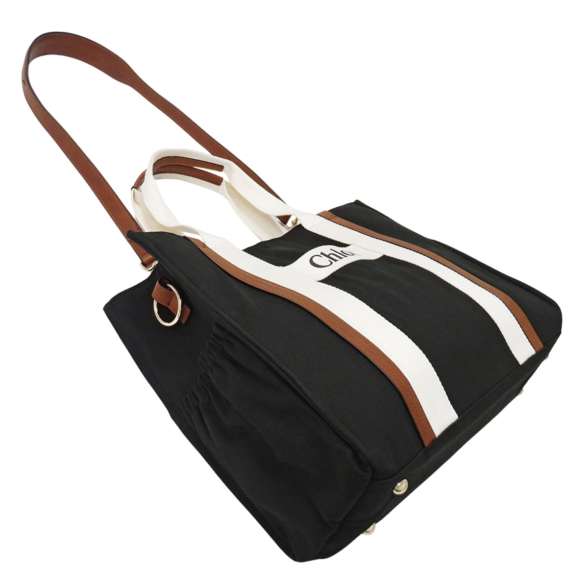 Chloé Black Canvas Shoulder Bag Tote Bag (Pre-Owned)
