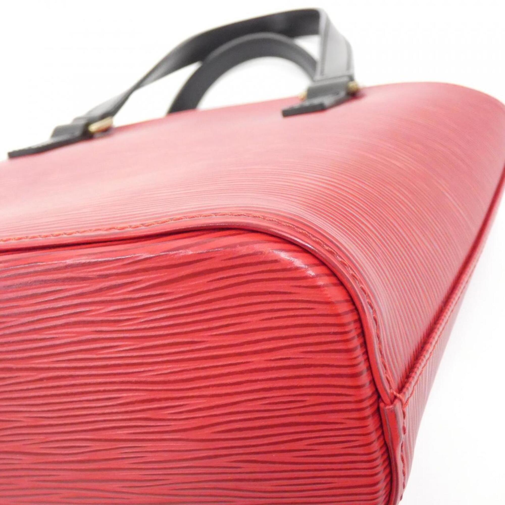 Louis Vuitton Black Red Color Leather Handbag (Pre-Owned)