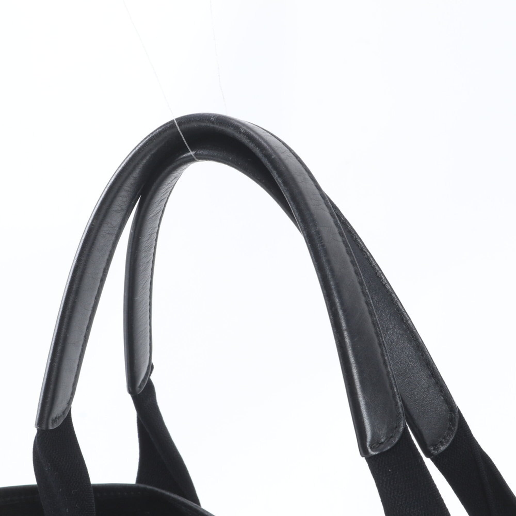 Balenciaga Beige Navy Canvas Leather Handbag Tote Bag (Pre-Owned)