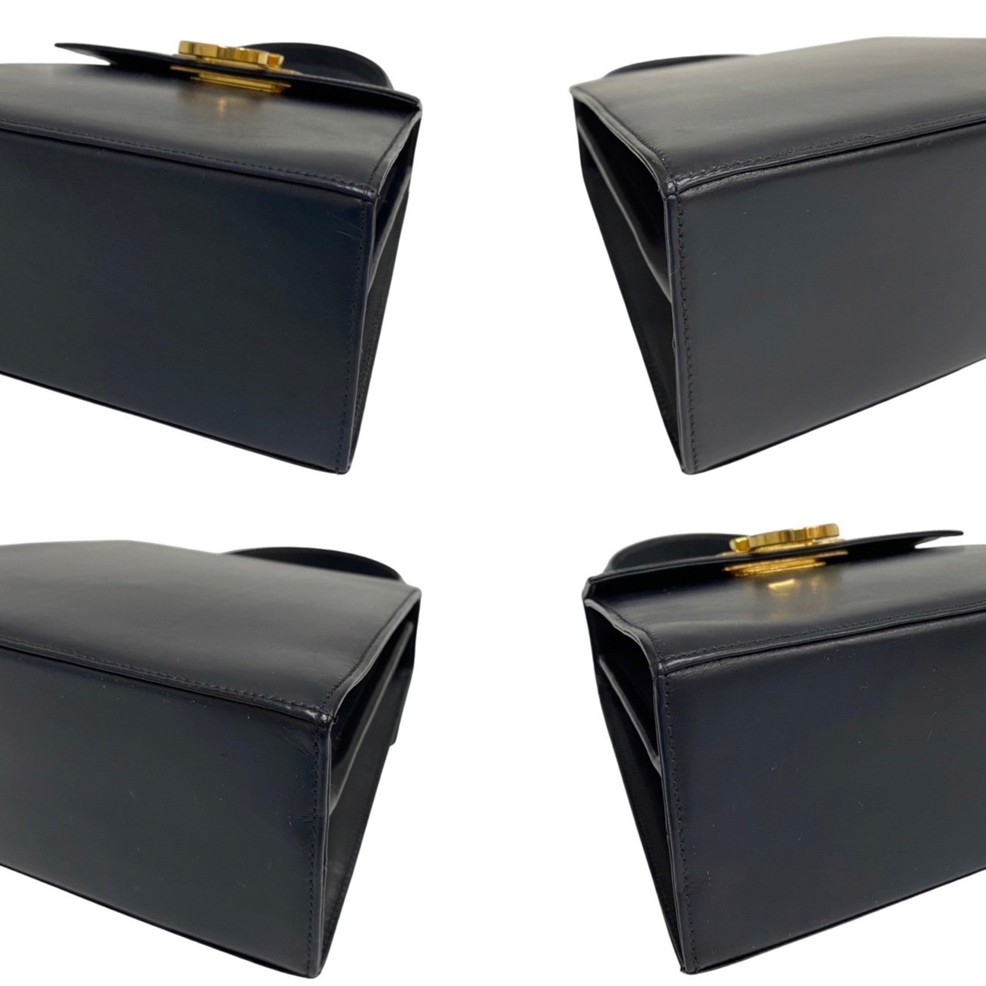 Salvatore Ferragamo Gancini Navy Leather Shoulder Bag (Pre-Owned)