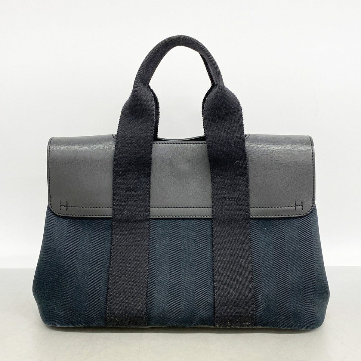 Hermes Black Toile Chevron Tote Bag (Pre-Owned)