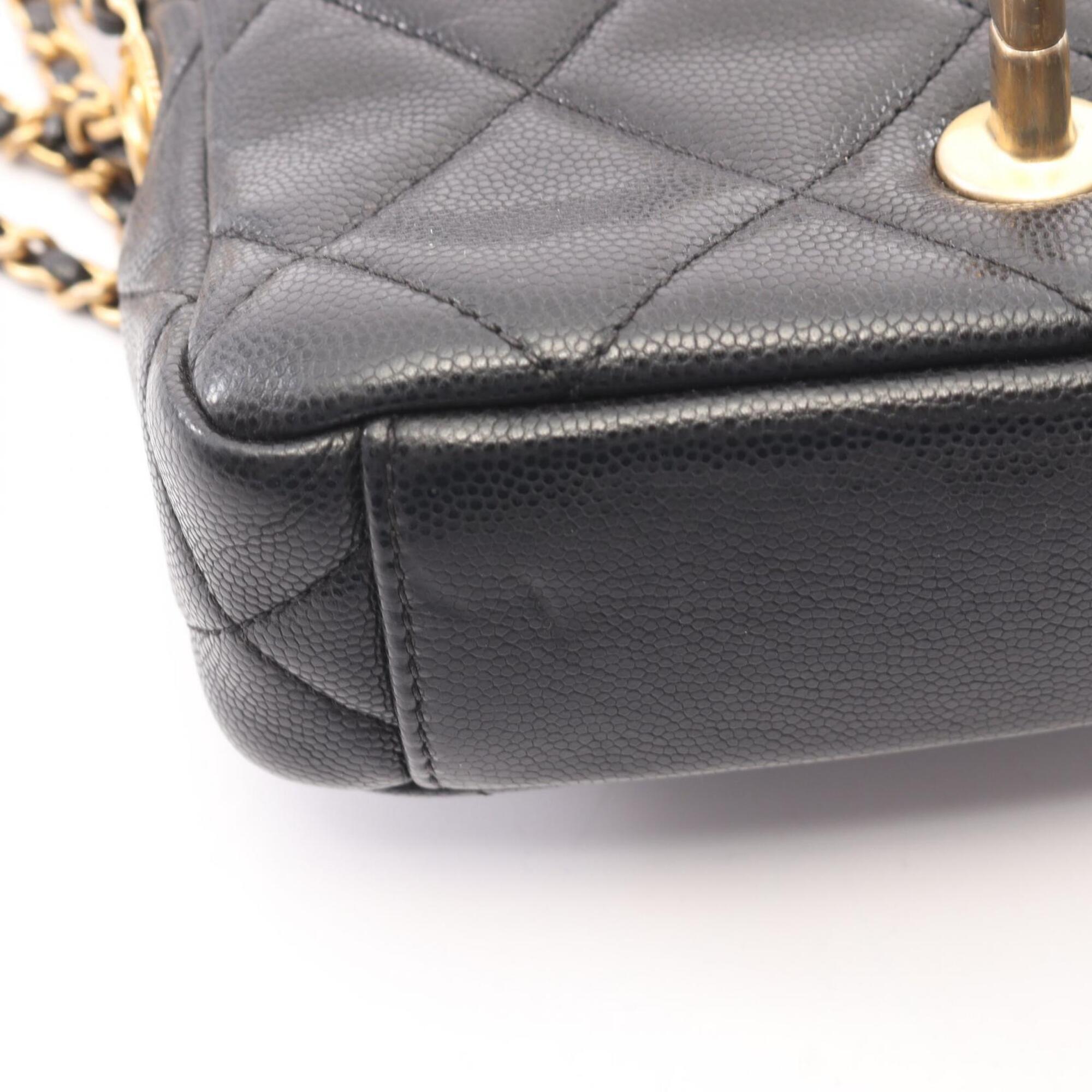 Chanel Black Grained Calfskin Handbag Shoulder Bag (Pre-Owned)