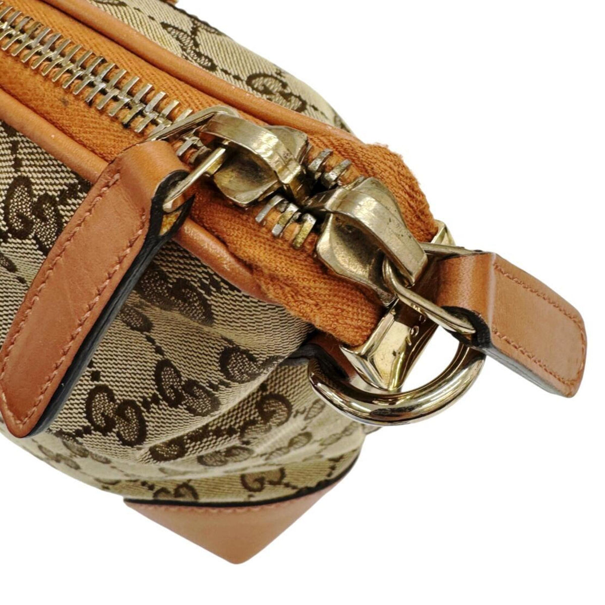 Gucci Beige Pink Beige Canvas Shoulder Bag (Pre-Owned)
