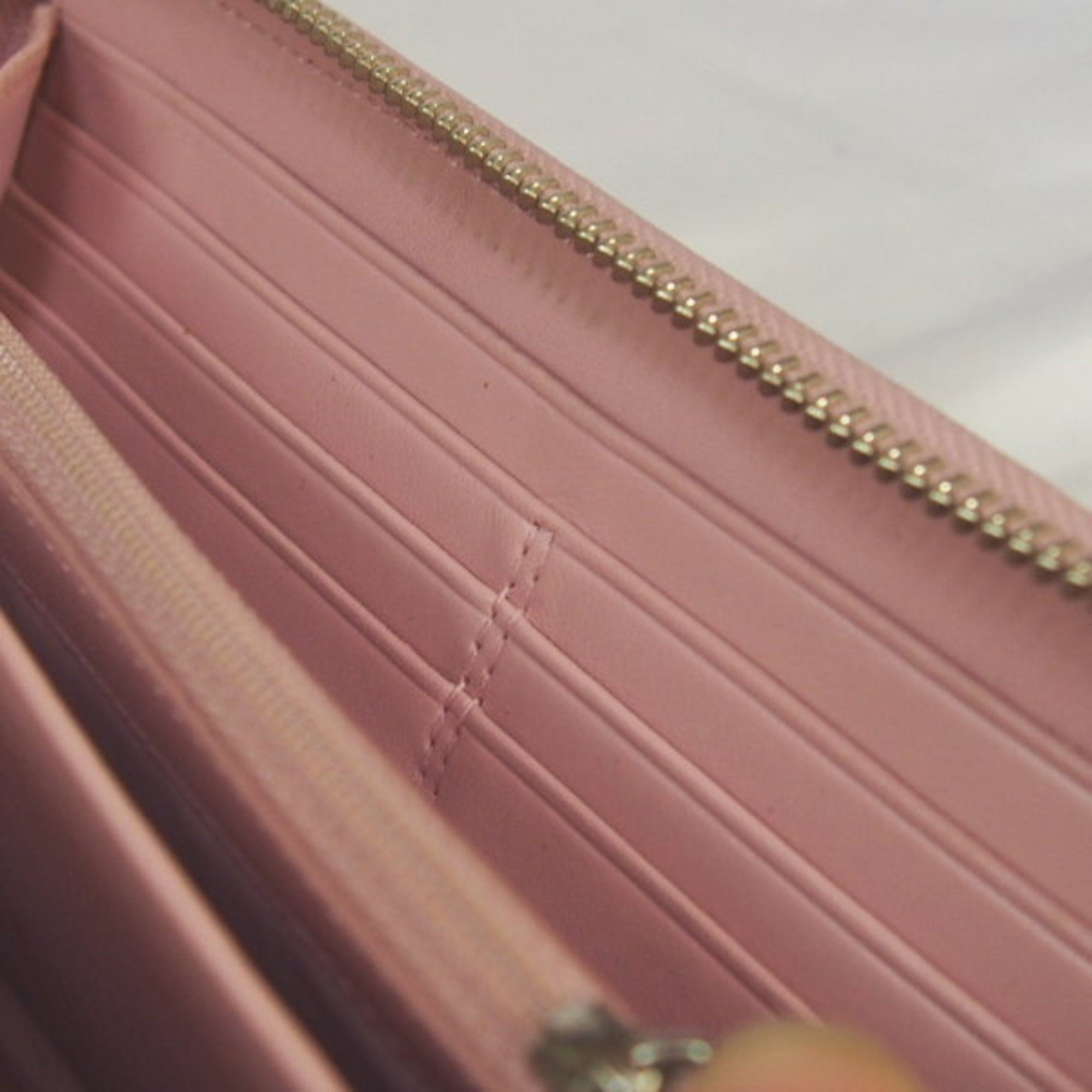 Coach Beige Pink Canvas Long Wallet (Bi-Fold) (Pre-Owned)