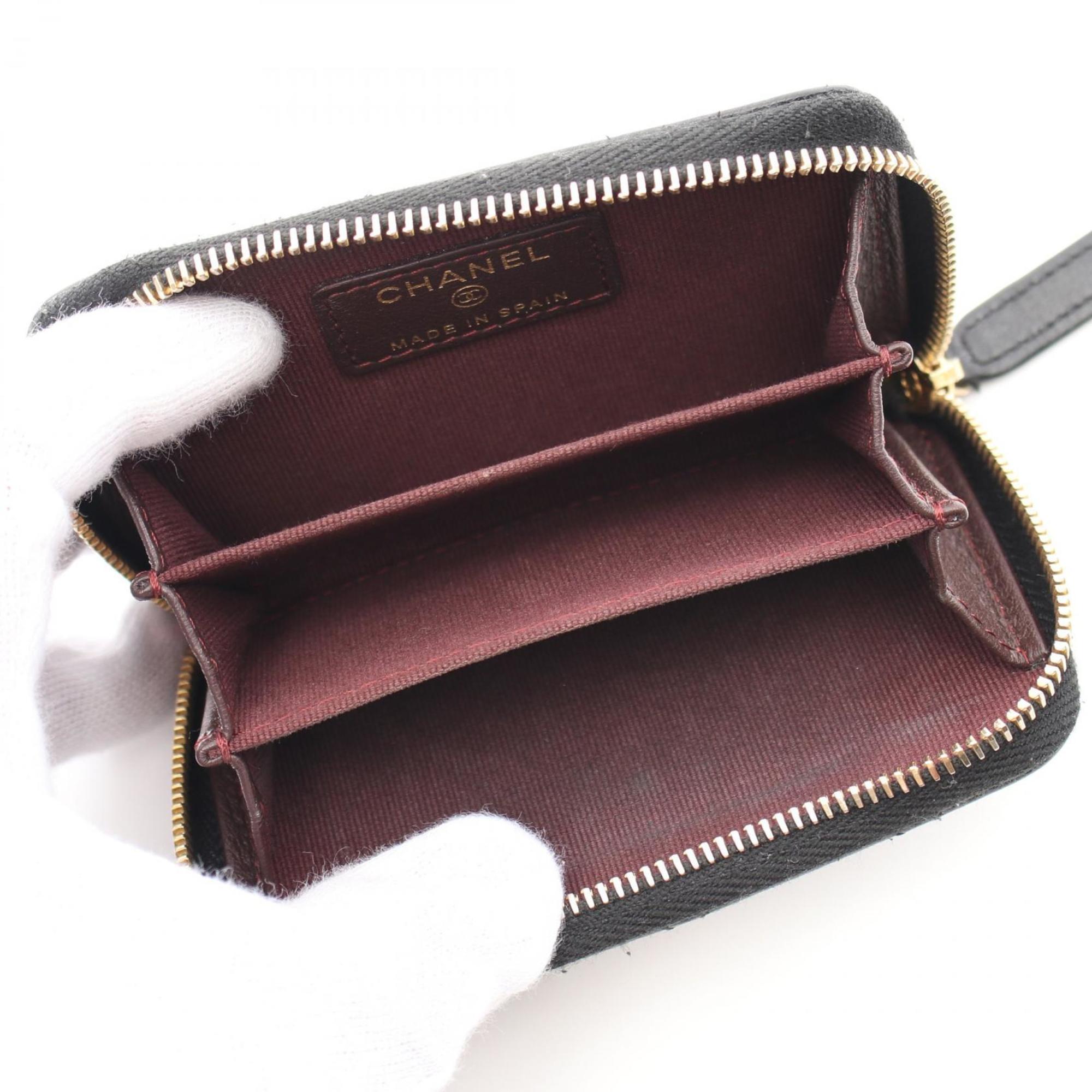 Chanel Black Leather Coin Purse/Coin Case (Pre-Owned)