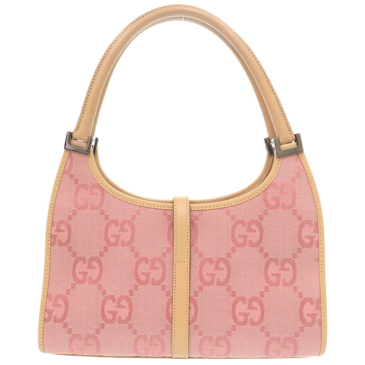 Gucci Beige Pink Gg Canvas Leather Handbag Shoulder Bag (Pre-Owned)