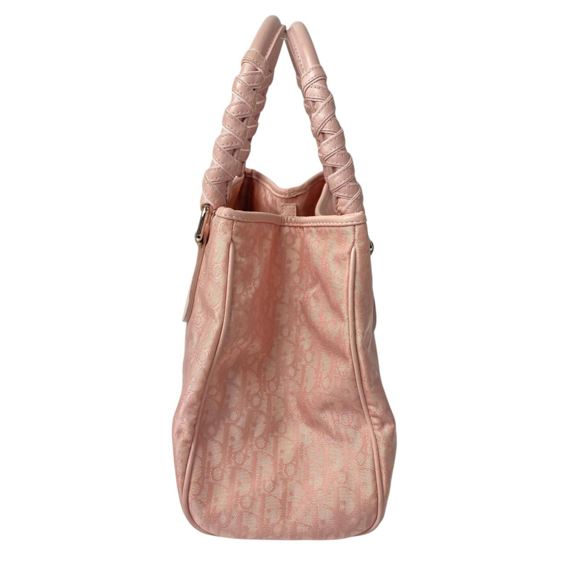 Christian Dior Pink Canvas Handbag Tote Bag (Pre-Owned)