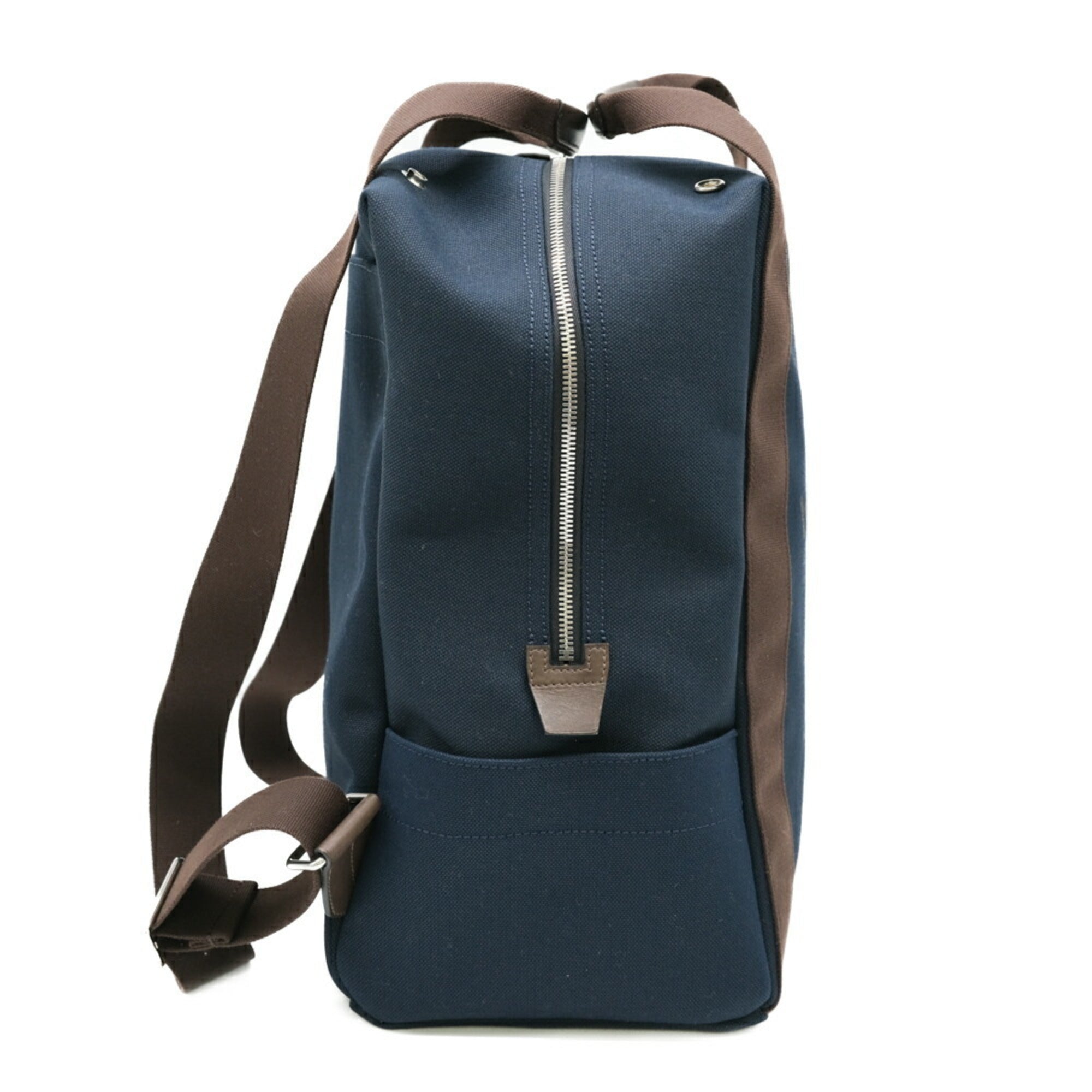 Hermes Navy Orange Canvas Backpack (Pre-Owned)