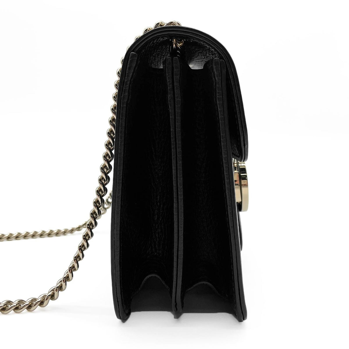 Gucci Black Leather Metal Shoulder Bag (Pre-Owned)