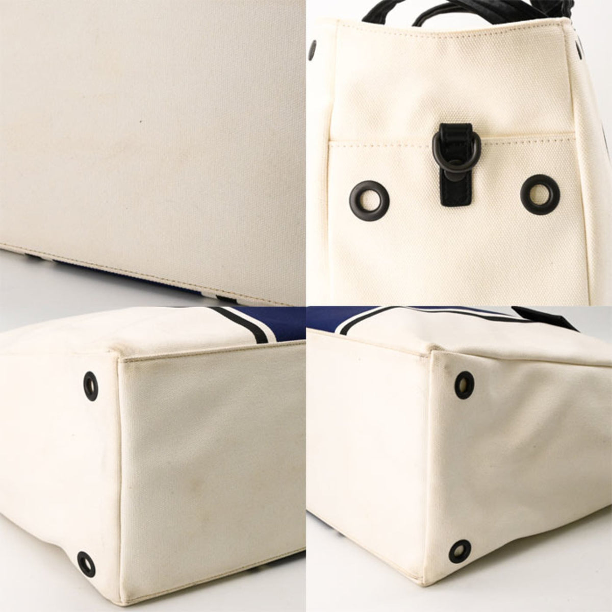 Bottega Veneta White Canvas Shoulder Bag Tote Bag (Pre-Owned)