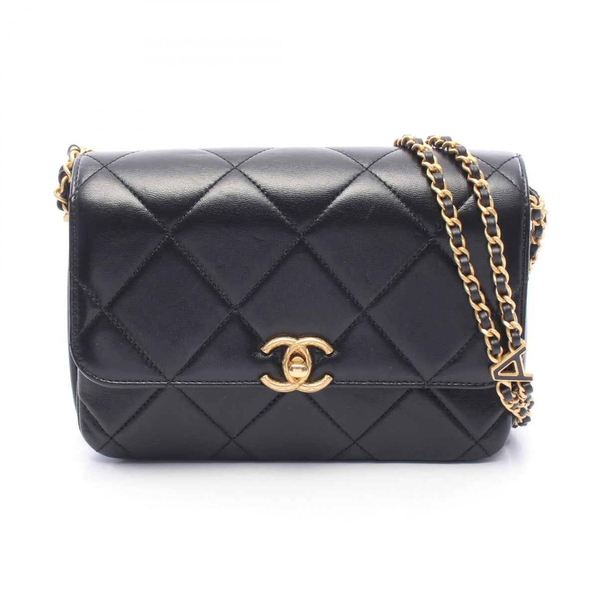 Chanel Black Leather Handbag Shoulder Bag (Pre-Owned)