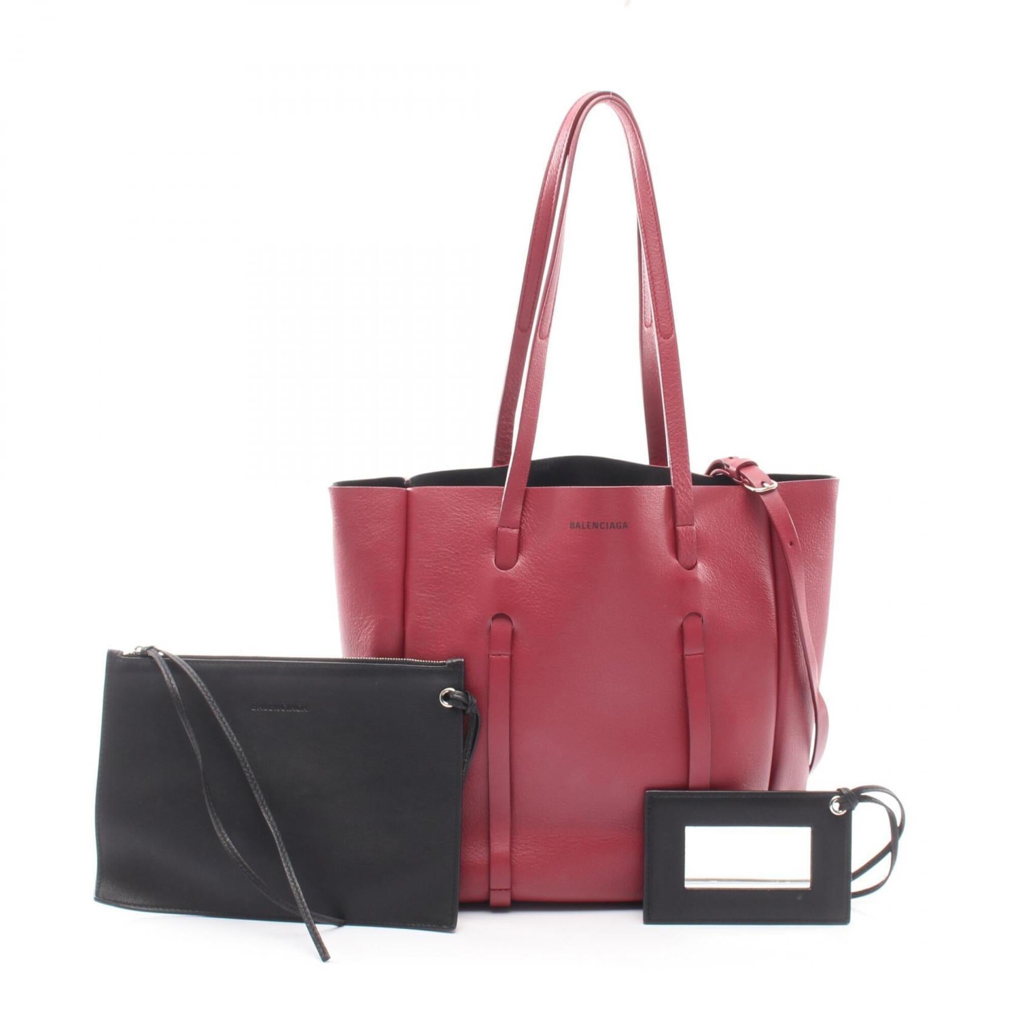Balenciaga Bordeaux Leather Handbag Pouch Tote Bag (Pre-Owned)