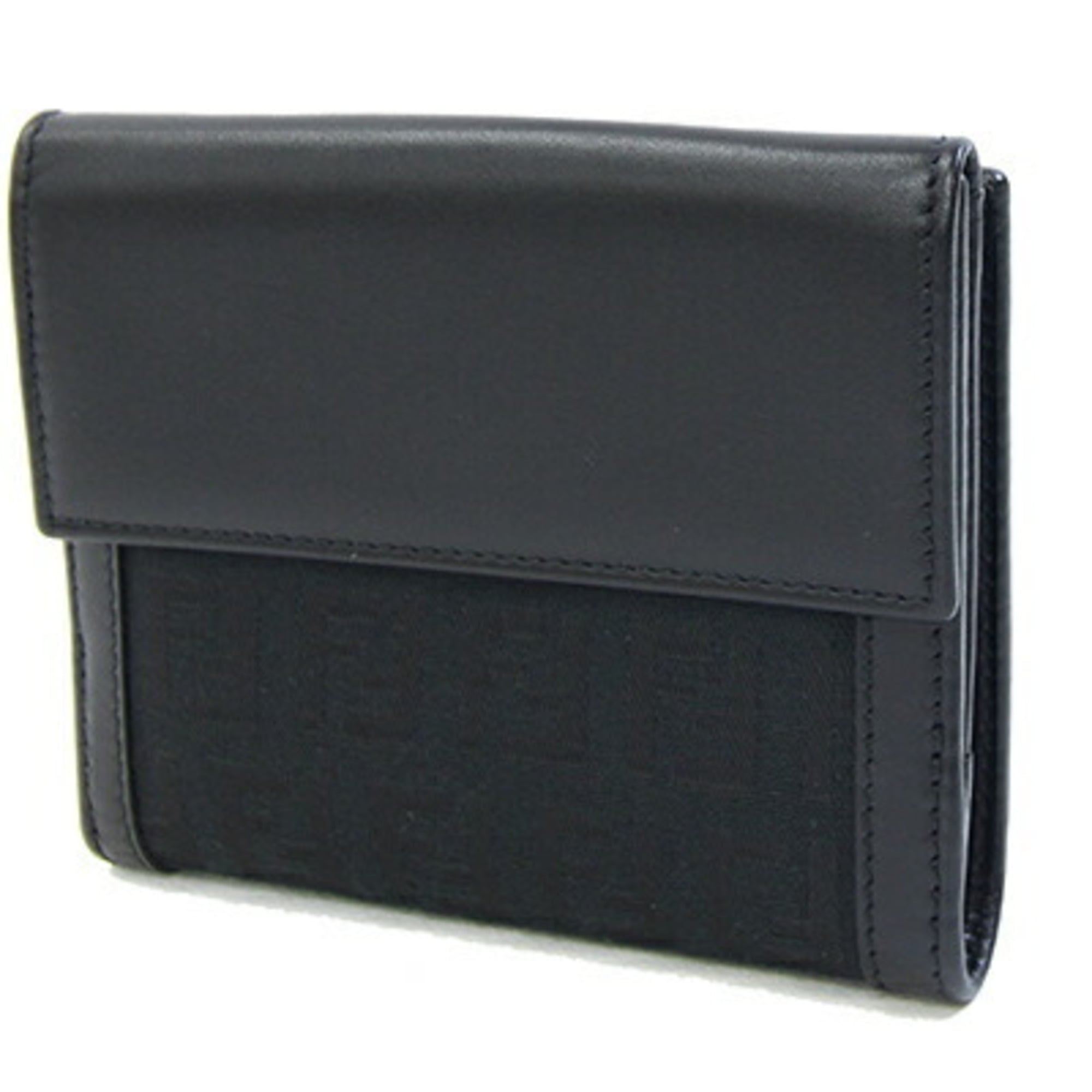 Fendi Black Canvas Leather Card Wallet (Pre-Owned)