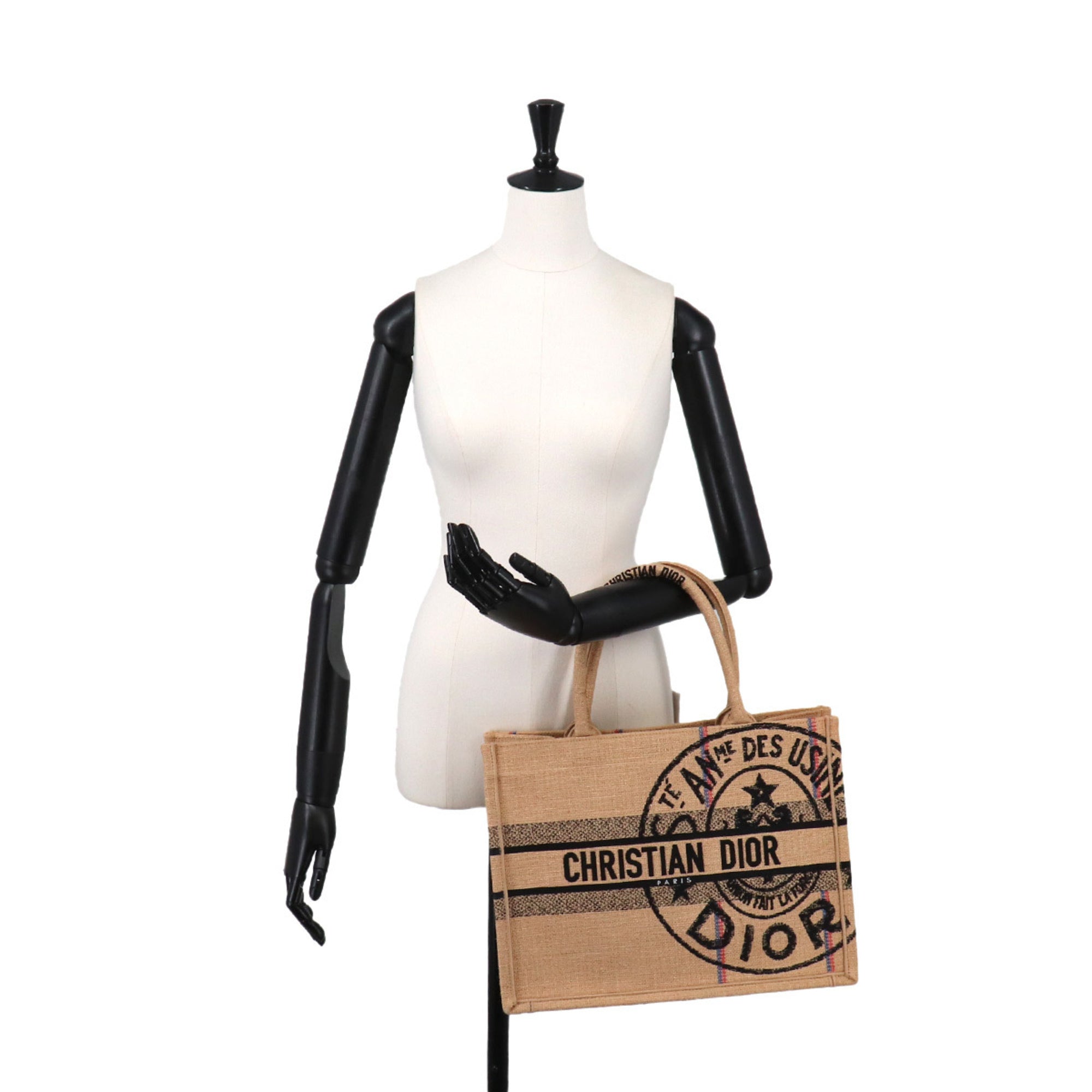 Christian Dior Beige Canvas Hemp Handbag Tote Bag (Pre-Owned)