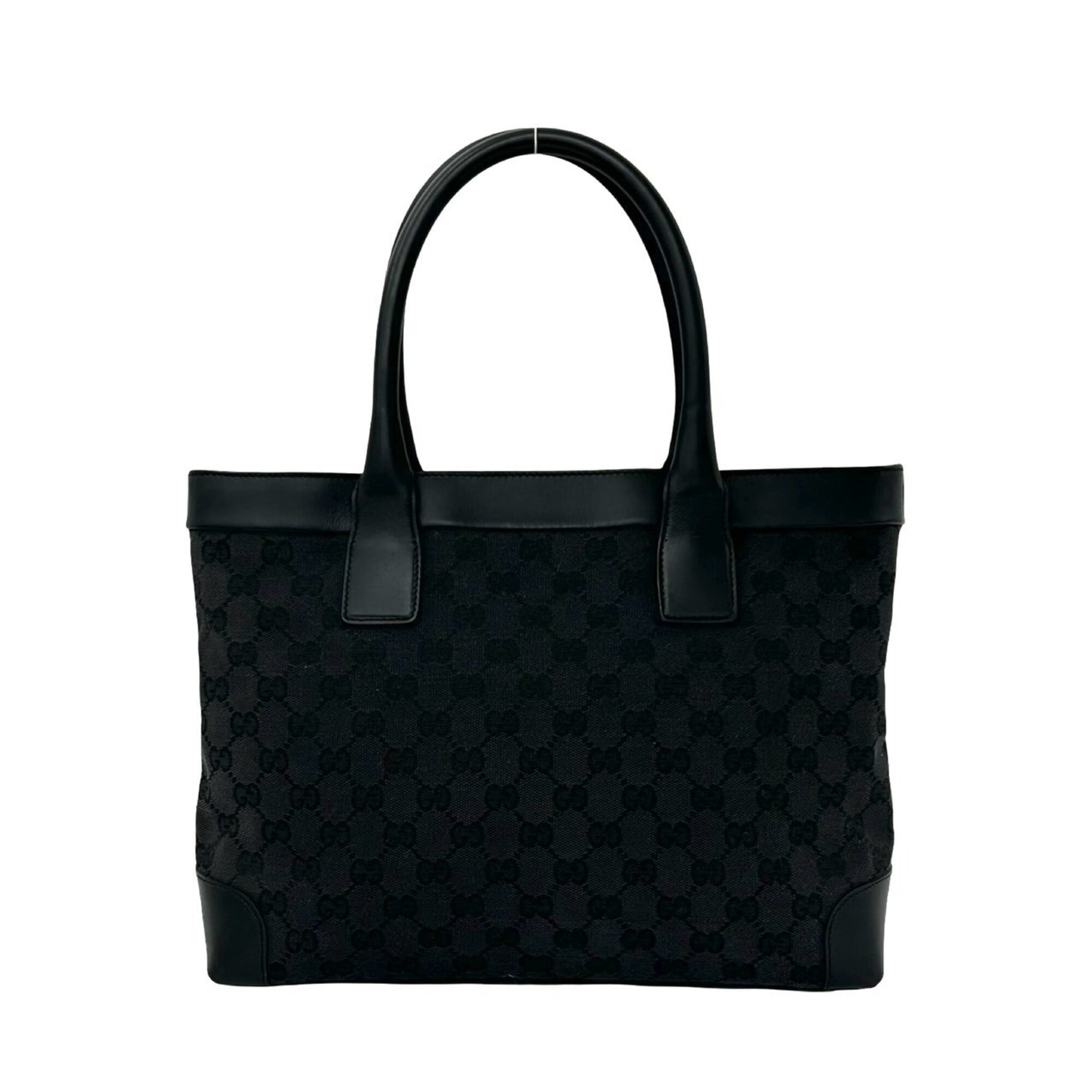 Gucci Black Canvas Leather Handbag Tote Bag (Pre-Owned)
