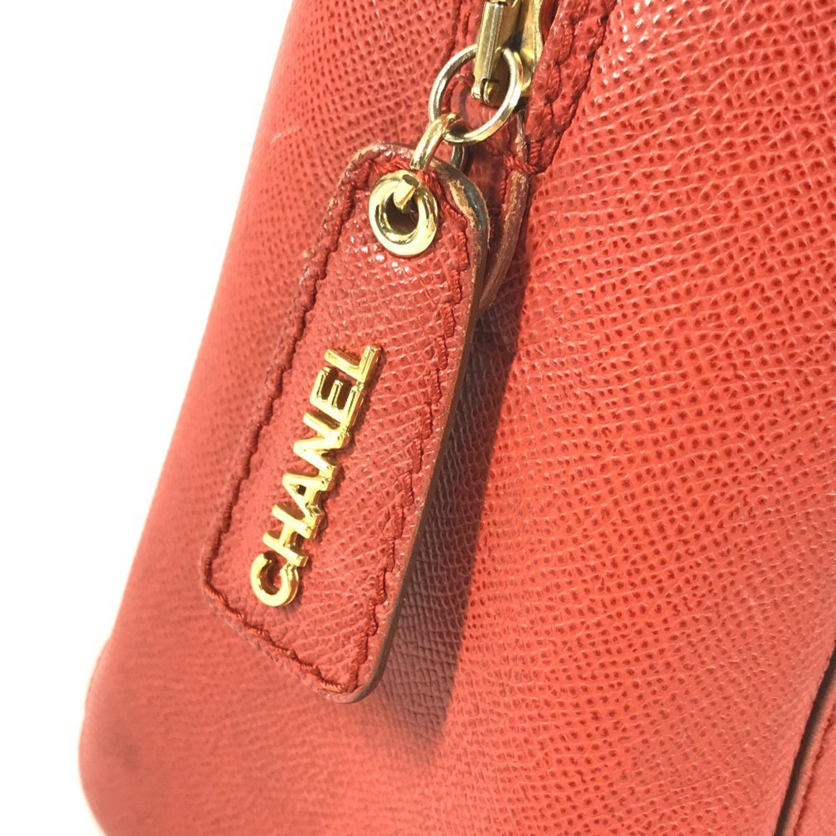 Chanel Orange Leather Boston Bag Shoulder Bag Tote Bag (Pre-Owned)