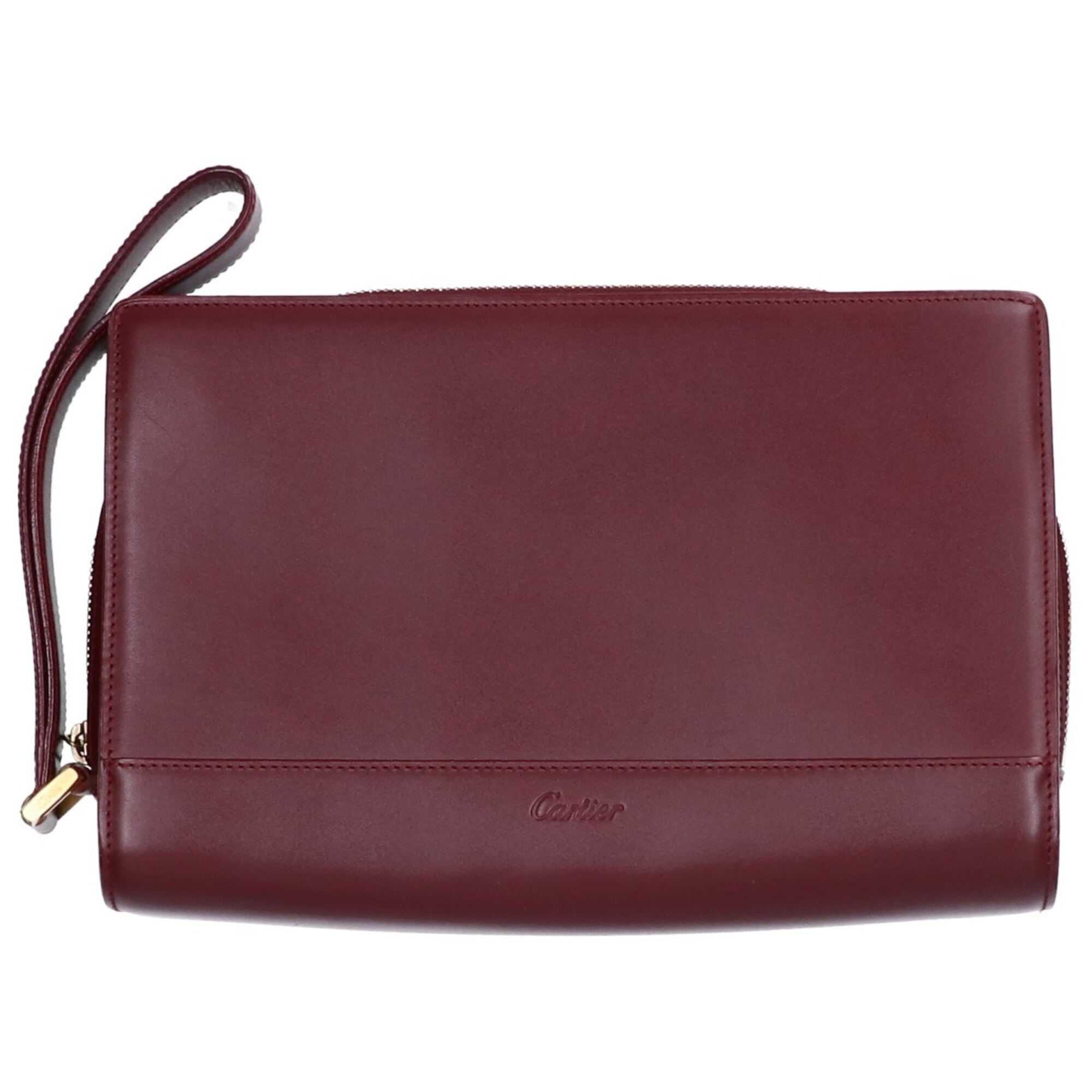 Cartier Bordeaux Leather Clutch Bag (Pre-Owned)