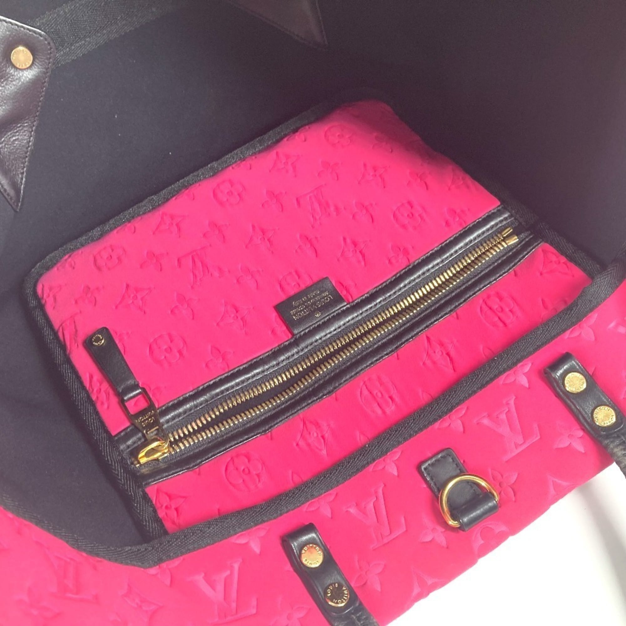 Louis Vuitton Black Pink Microfiber Shoulder Bag Tote Bag (Pre-Owned)