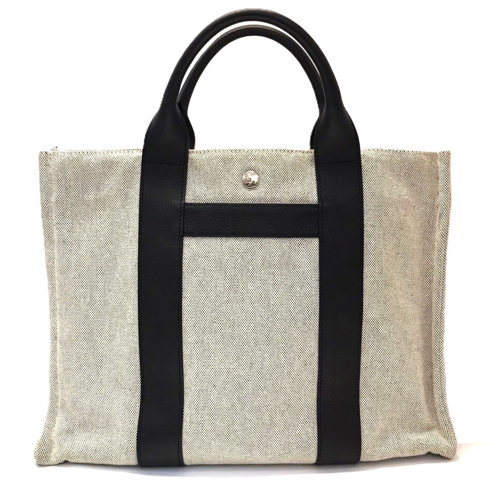Hermes Negonda Leather Toile H Handbag (Pre-Owned)