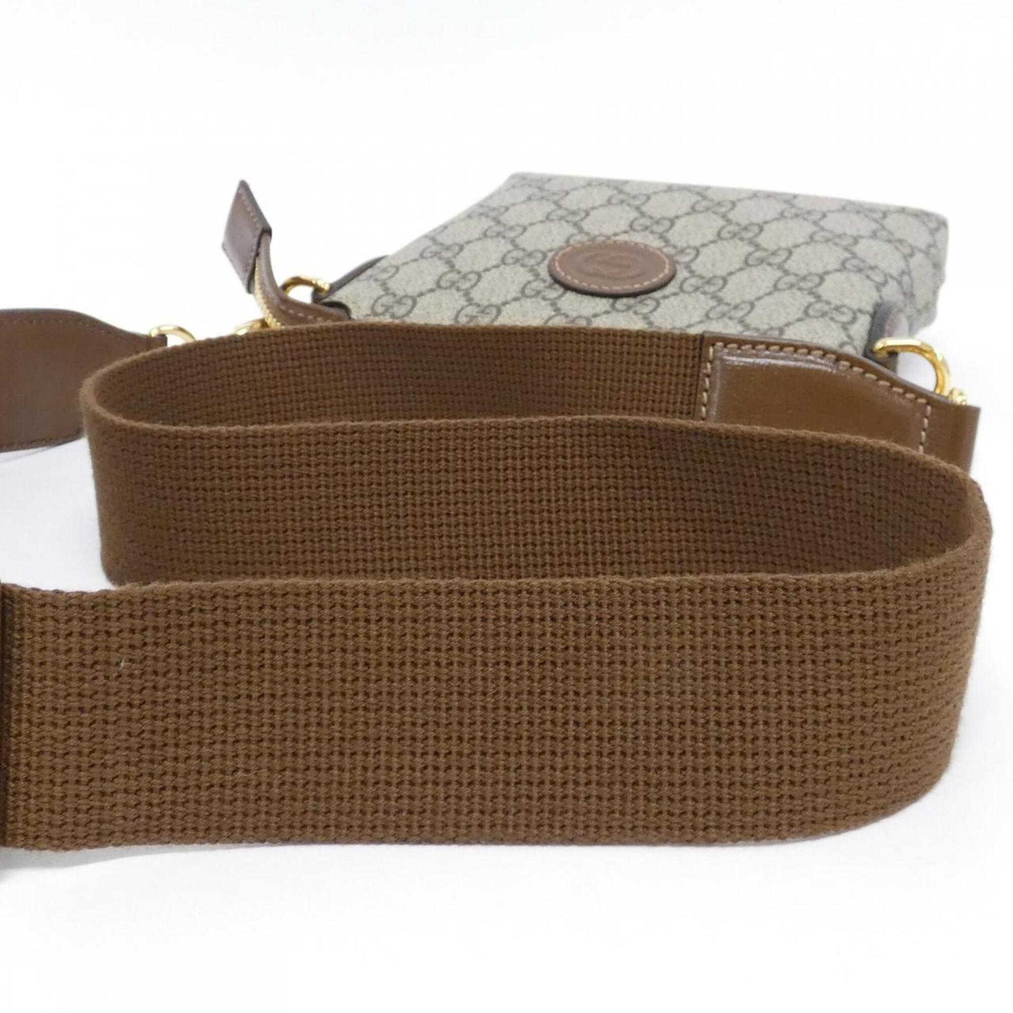 Gucci Beige Brown Gg Supreme Canvas Shoulder Bag (Pre-Owned)