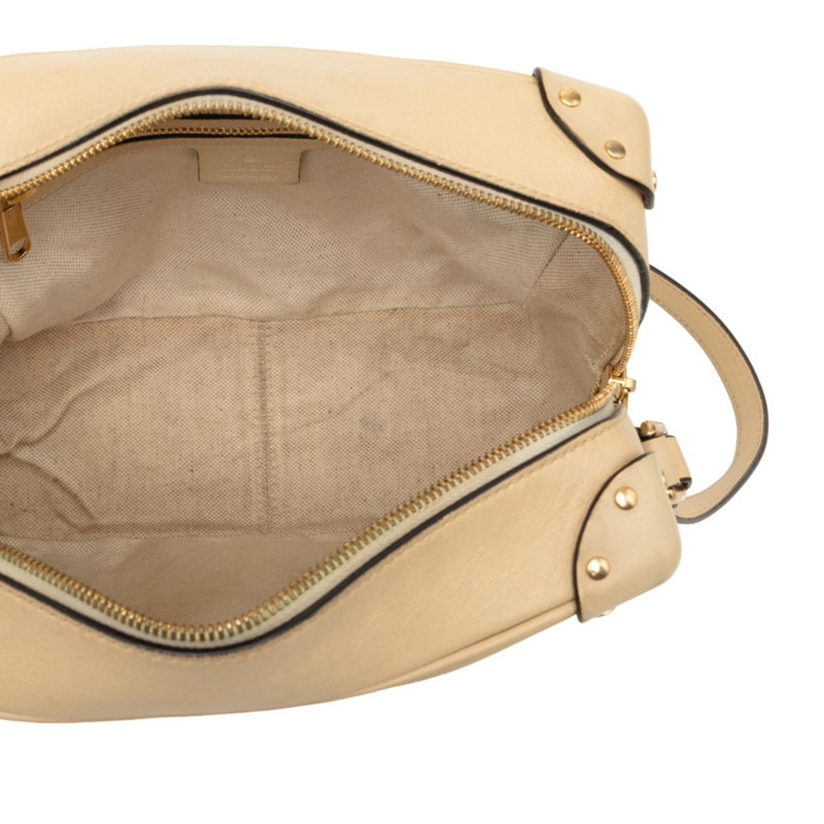 Gucci Beige Red Color Leather Shoulder Bag (Pre-Owned)