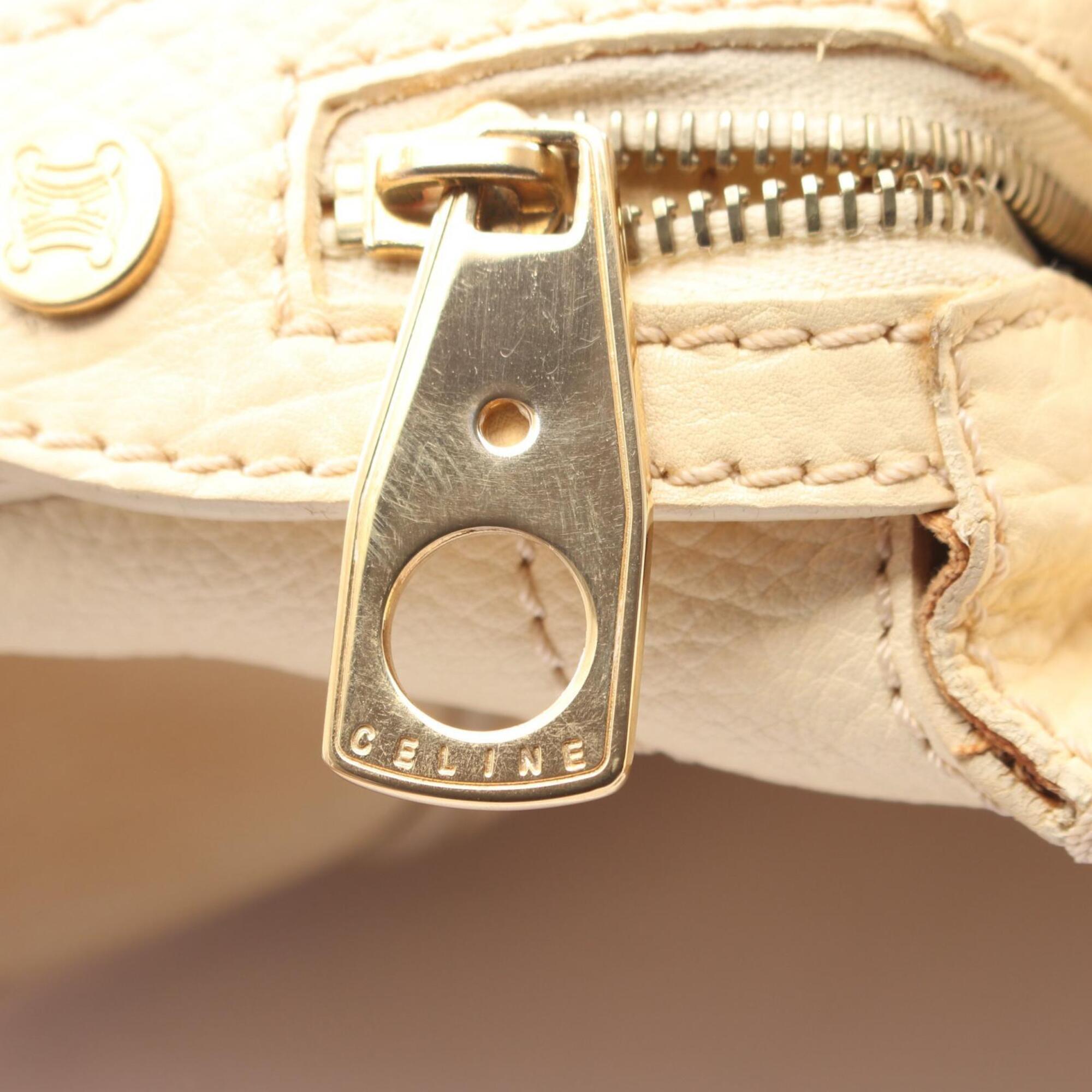 Celine Macadam Ivory Leather Handbag (Pre-Owned)