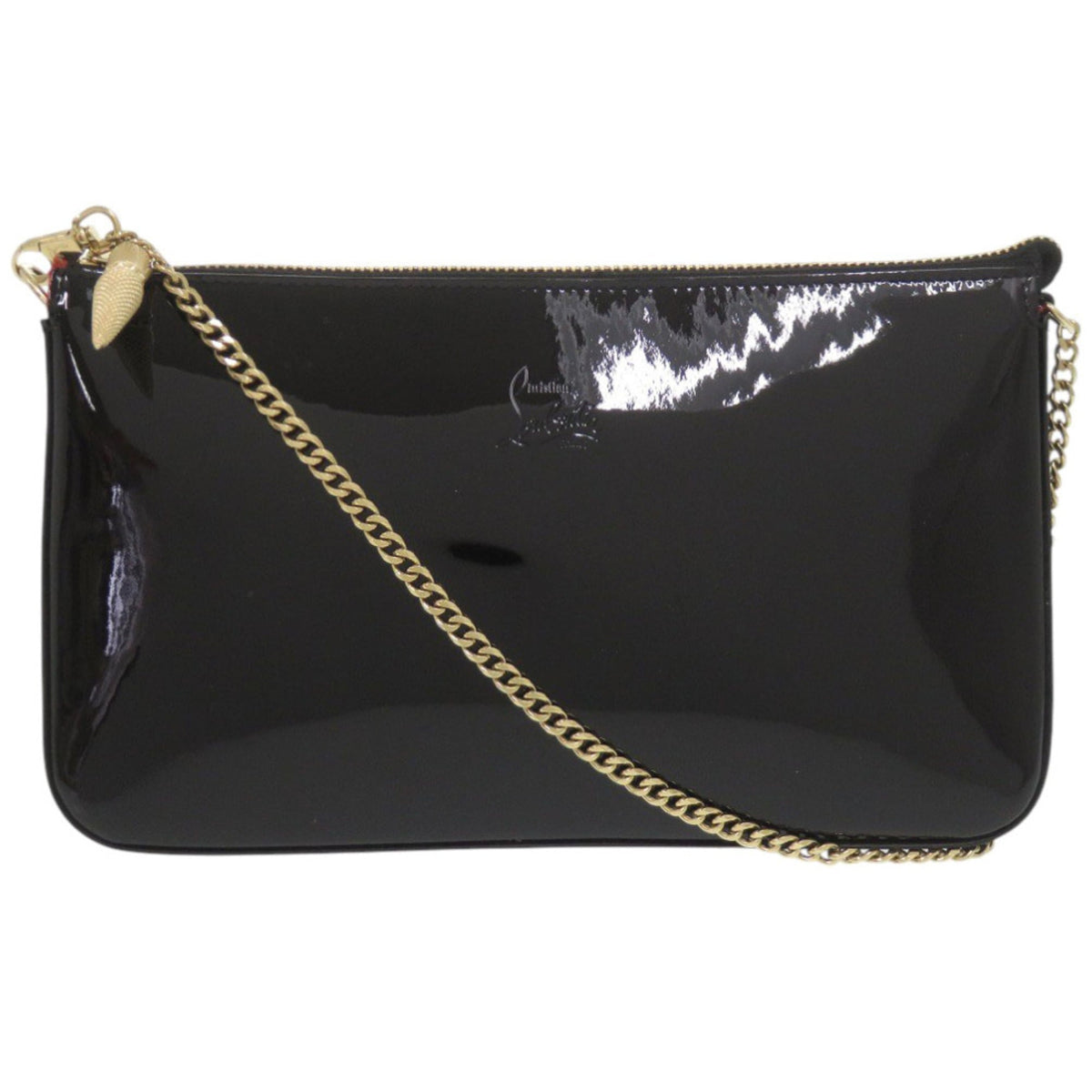Christian Louboutin Black Red Color Patent Leather Shoulder Bag (Pre-Owned)