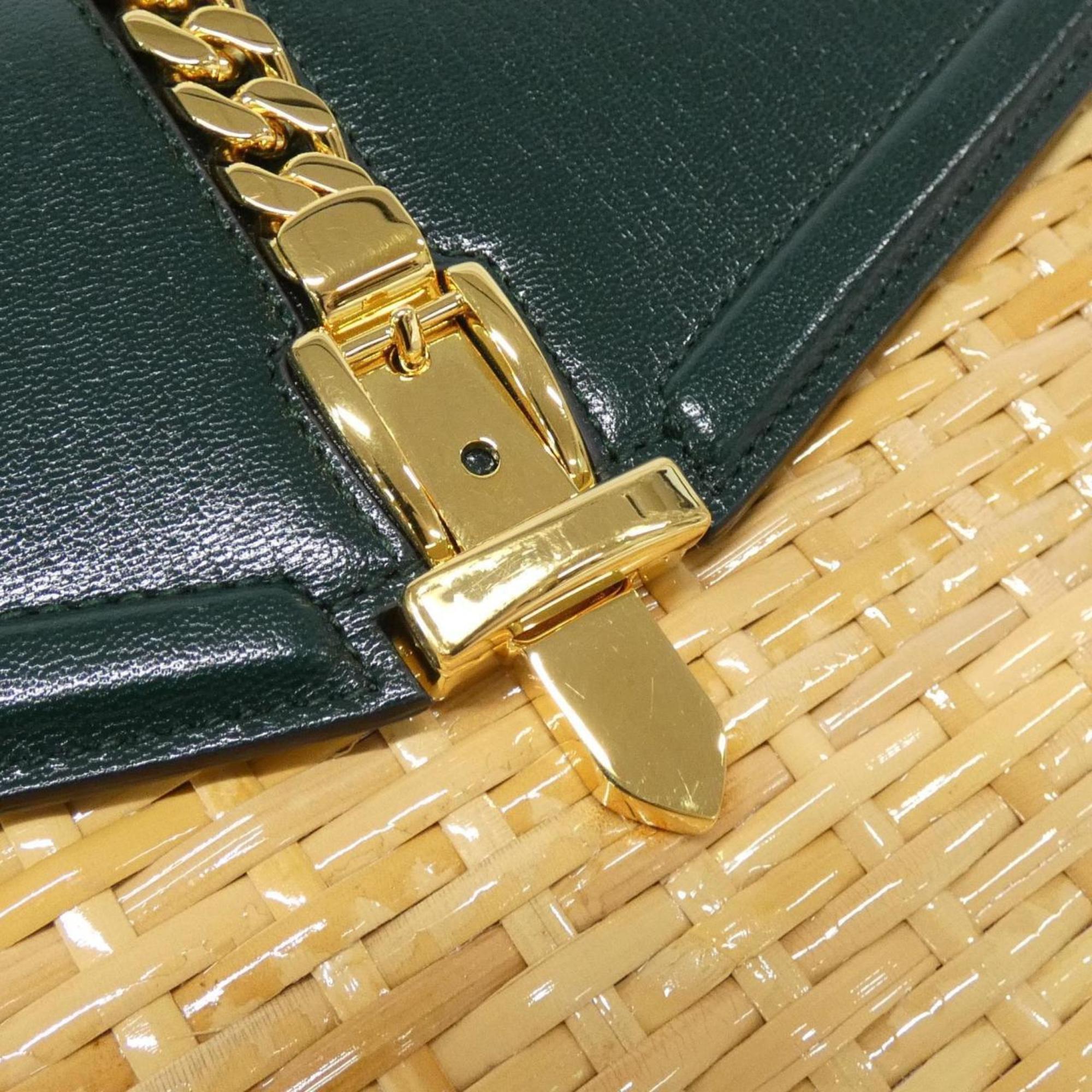 Gucci Beige Green Leather Handbag (Pre-Owned)