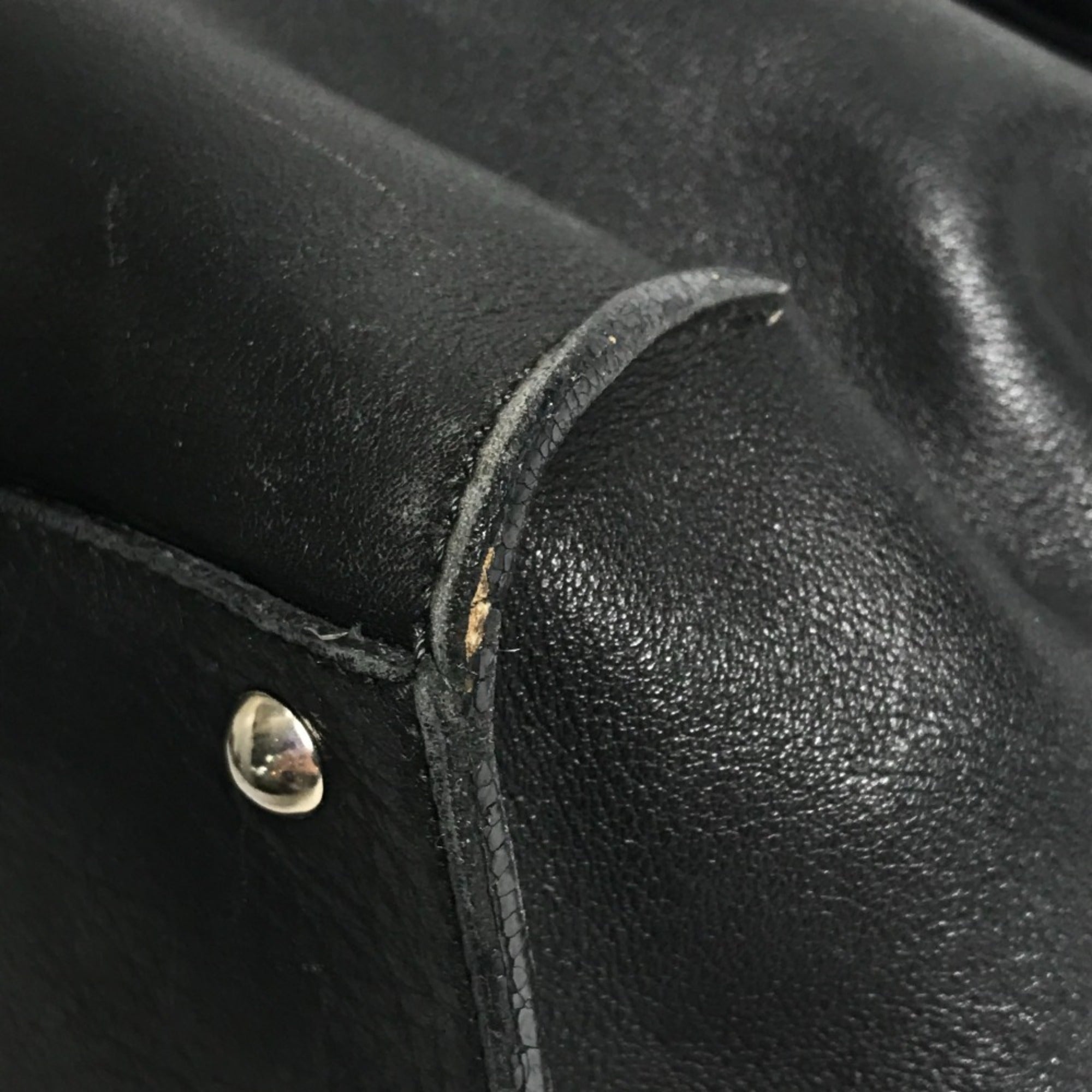 Salvatore Ferragamo Black Leather Shoulder Bag Tote Bag (Pre-Owned)