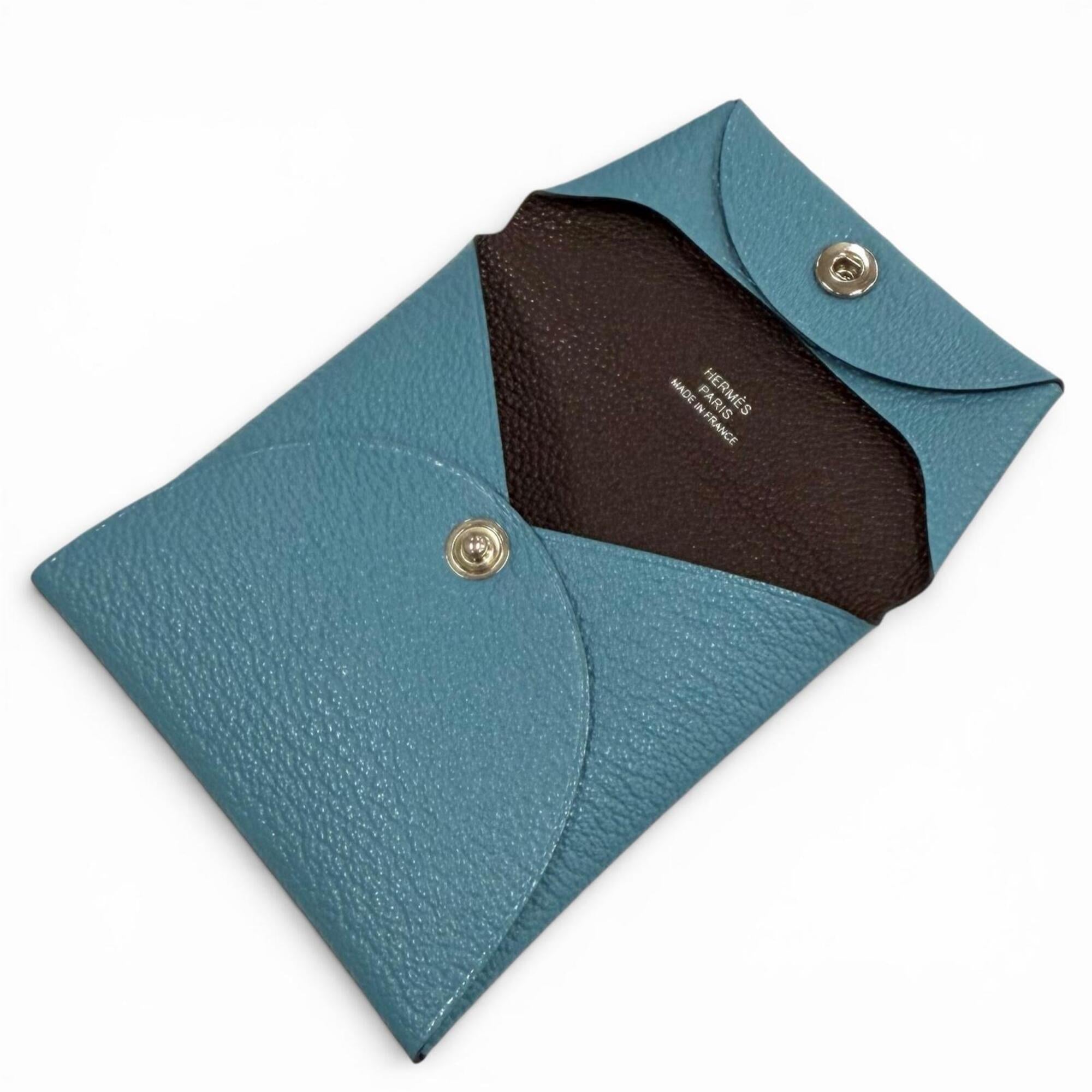 Hermes Blue Havane Chevre Leather Coin Purse/Coin Case (Pre-Owned)